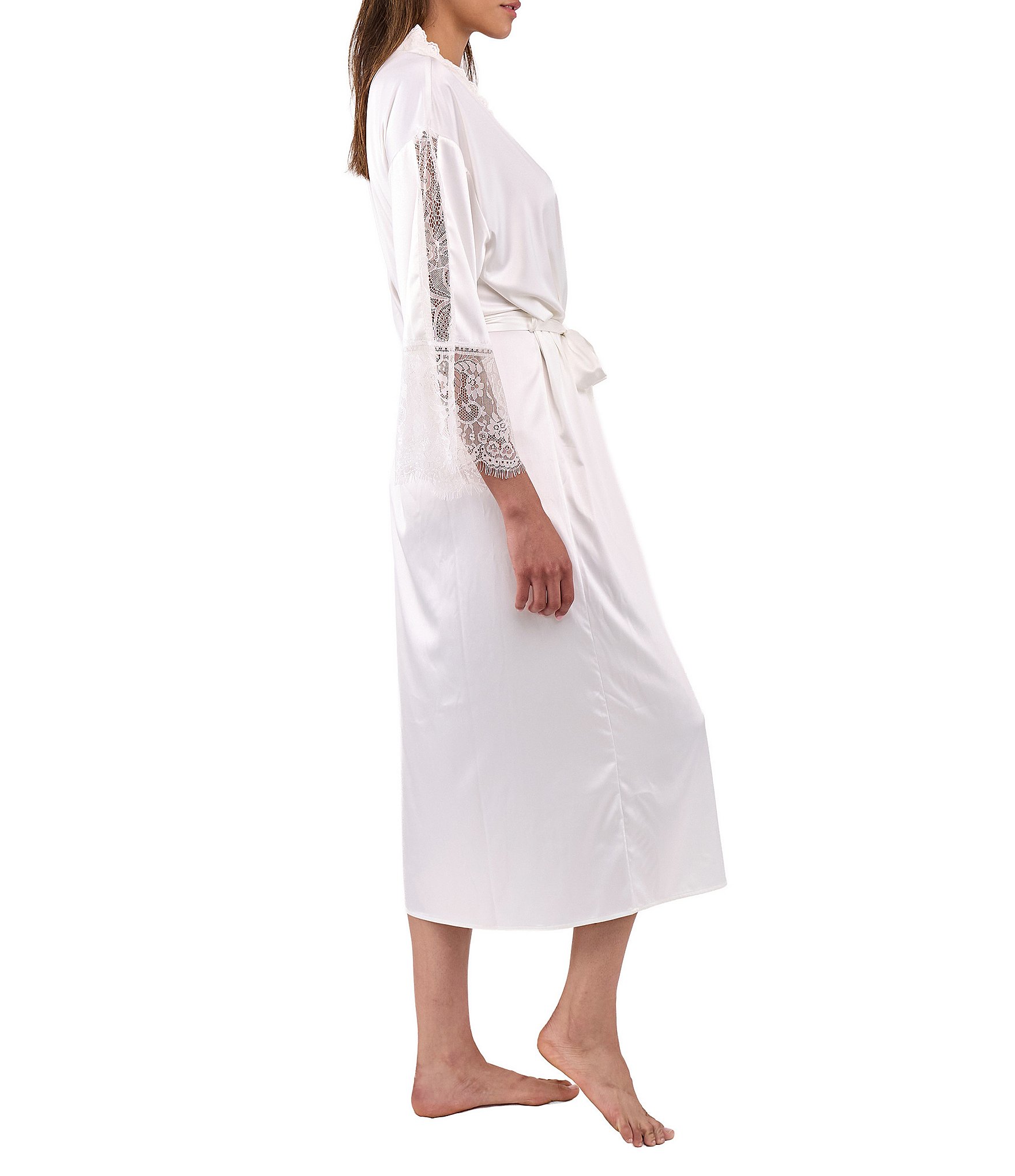 Flora Nikrooz Skyler Luxe Long Sleeve Stretch Satin Long Robe
