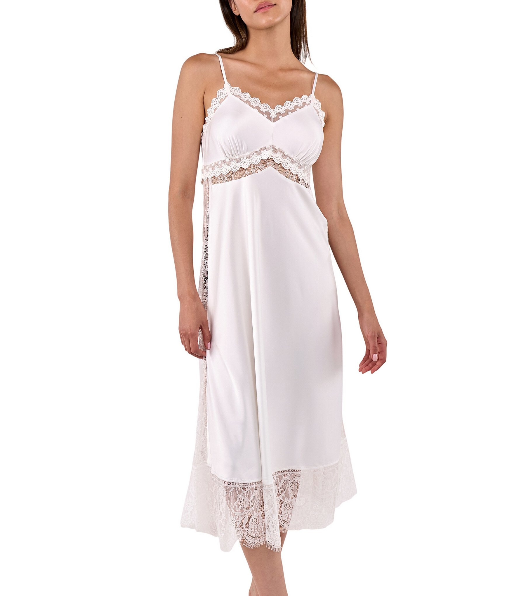 Flora Nikrooz Skyler Luxe Sleeveless V-Neck Stretch Satin Long Nightgown
