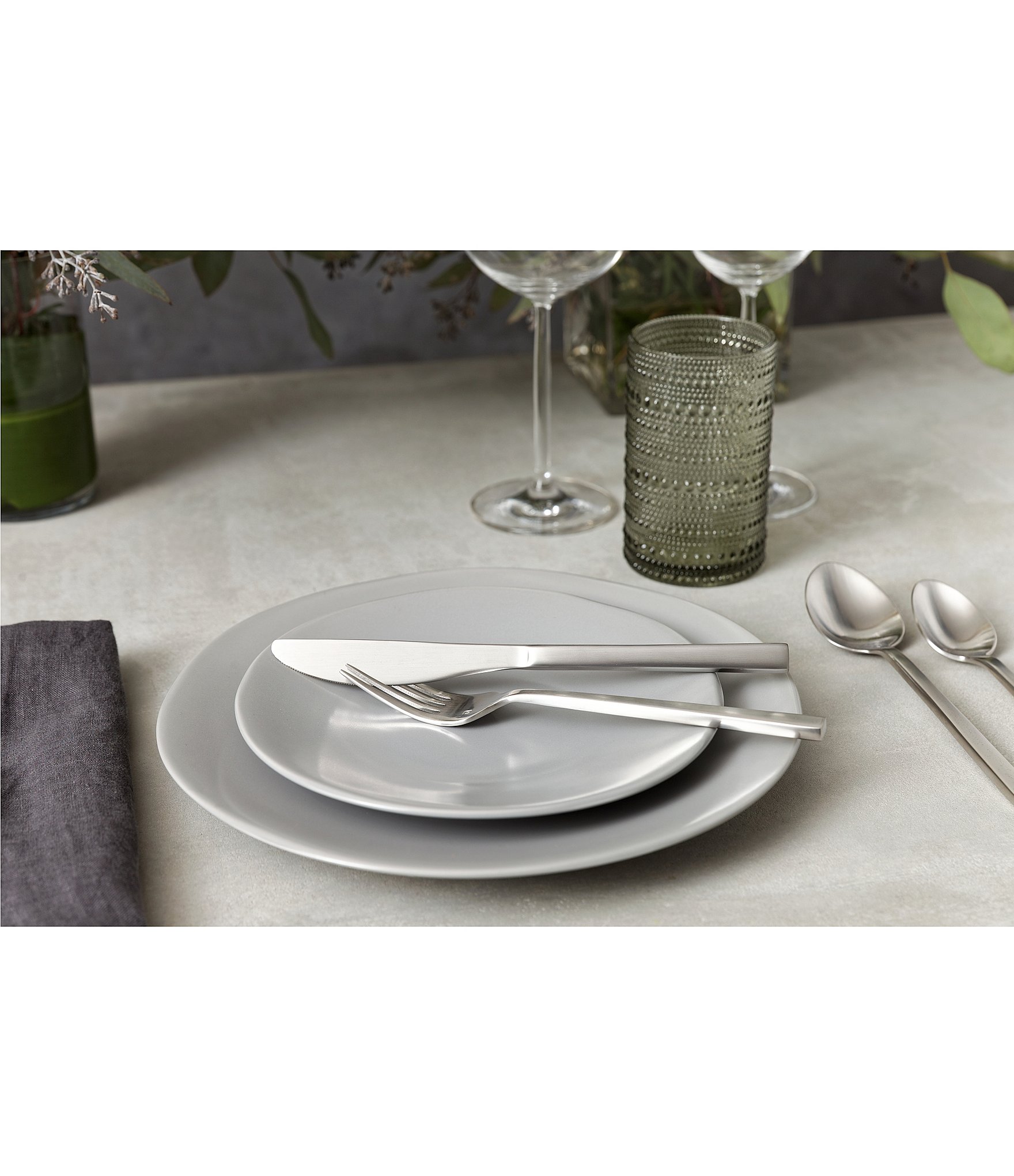 Fortessa Arezzo Brushed 20-Piece Silver Stainless Steel Flatware Set