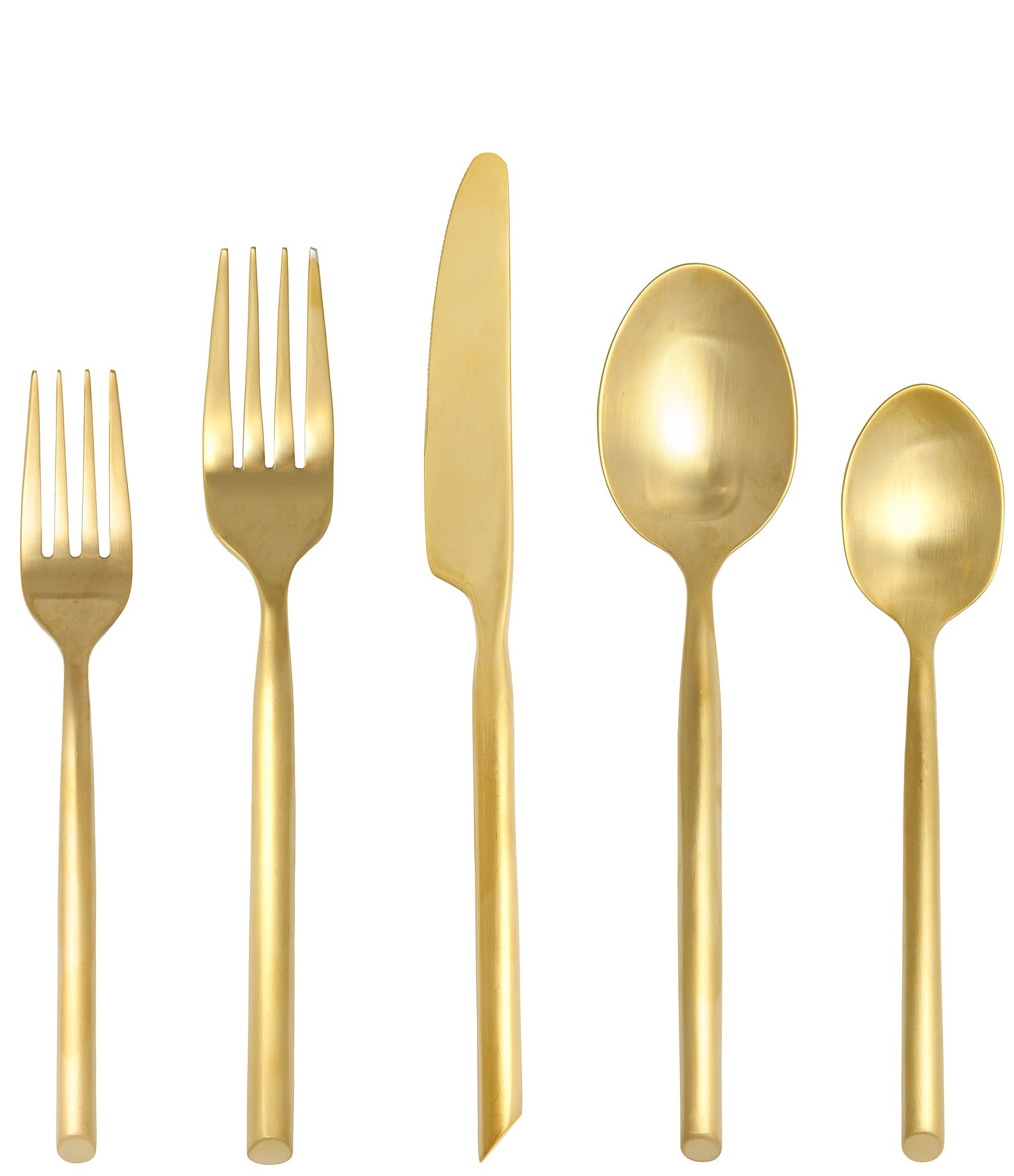 Fortessa Capri Brushed Gold 5-Piece Stainless Steel Flatware Set