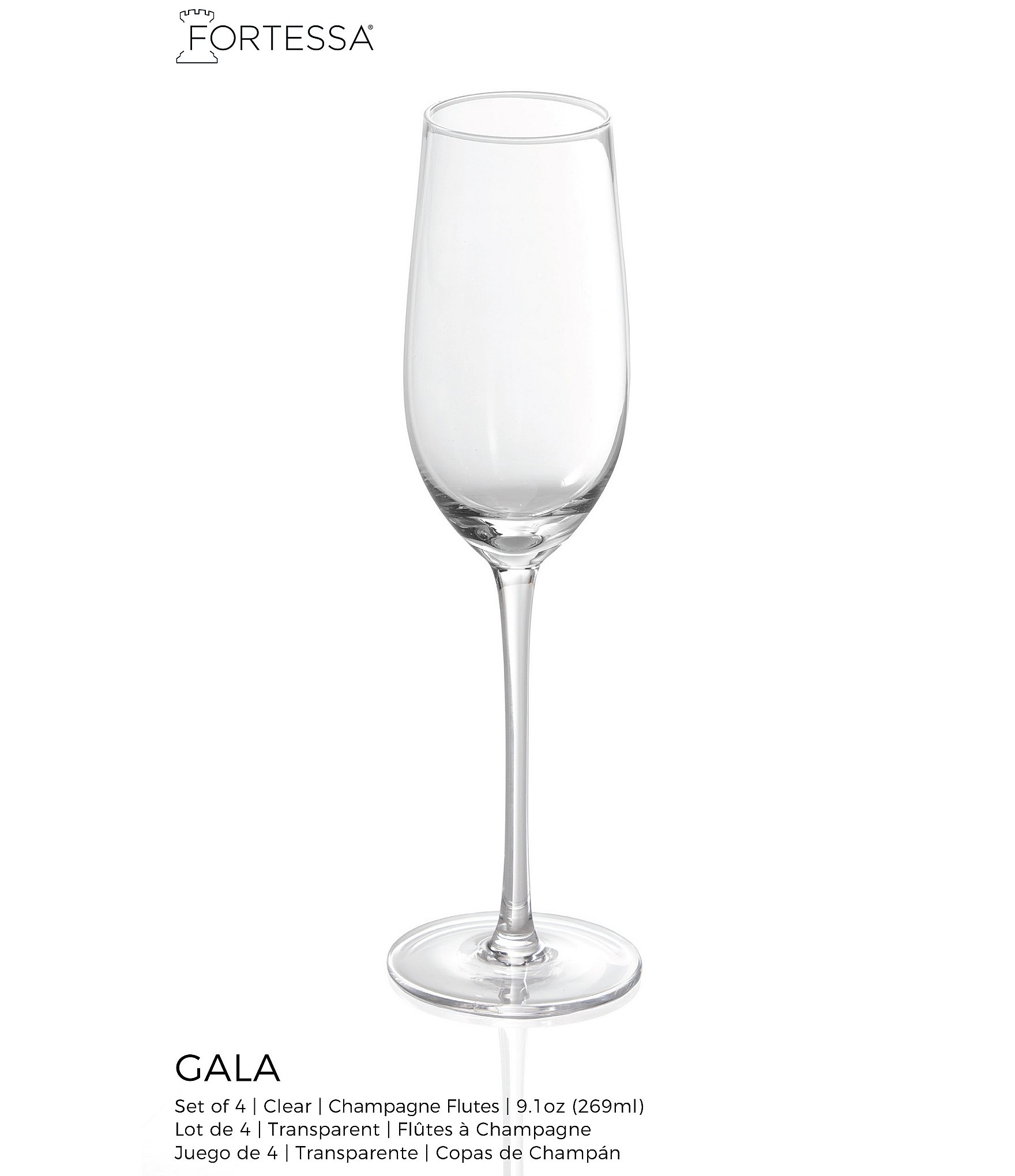 Fortessa Gala Champagne Flute Glasses, Set of 4