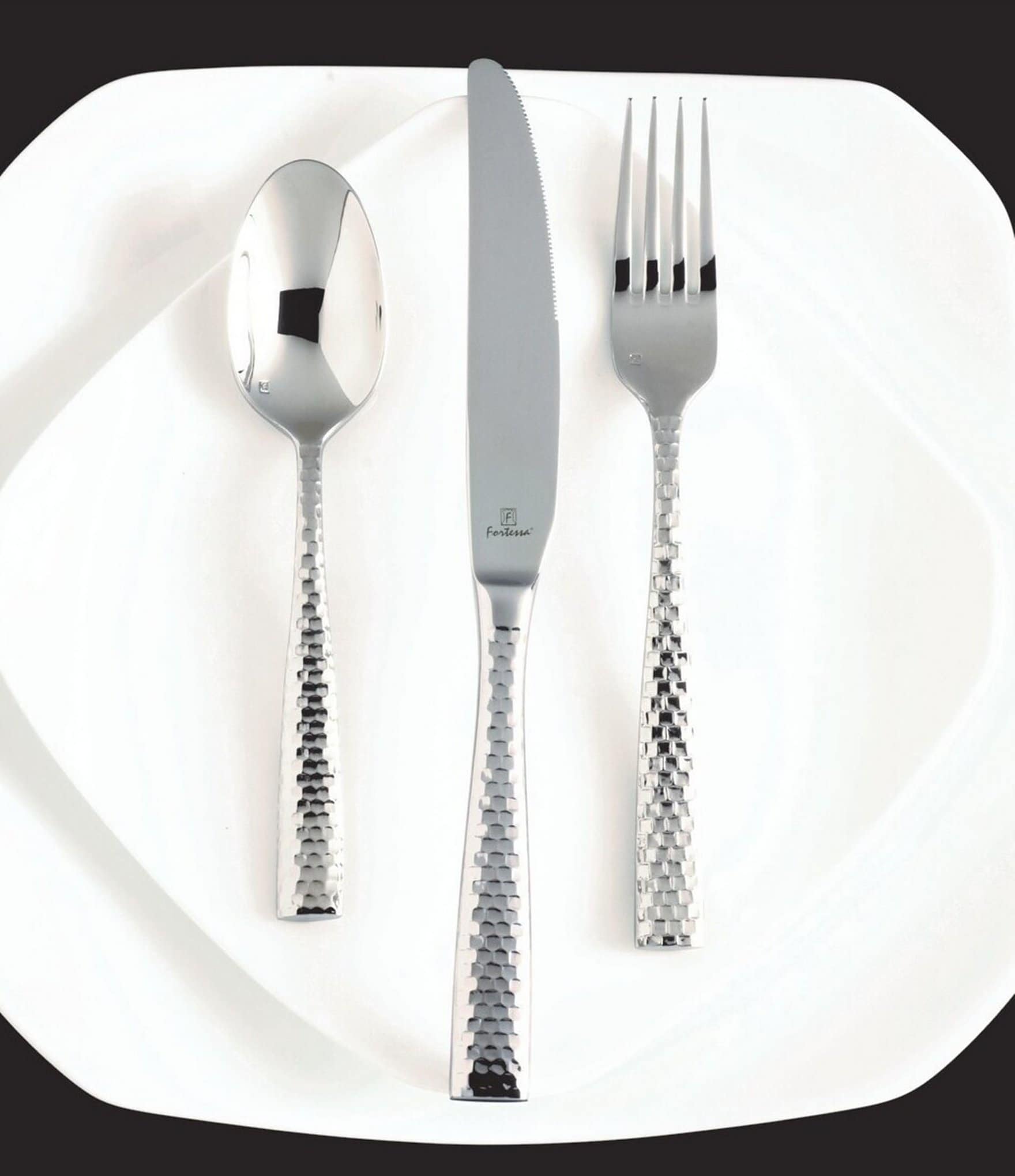 Fortessa Lucca Faceted 2-Piece Stainless Steel Serving Set