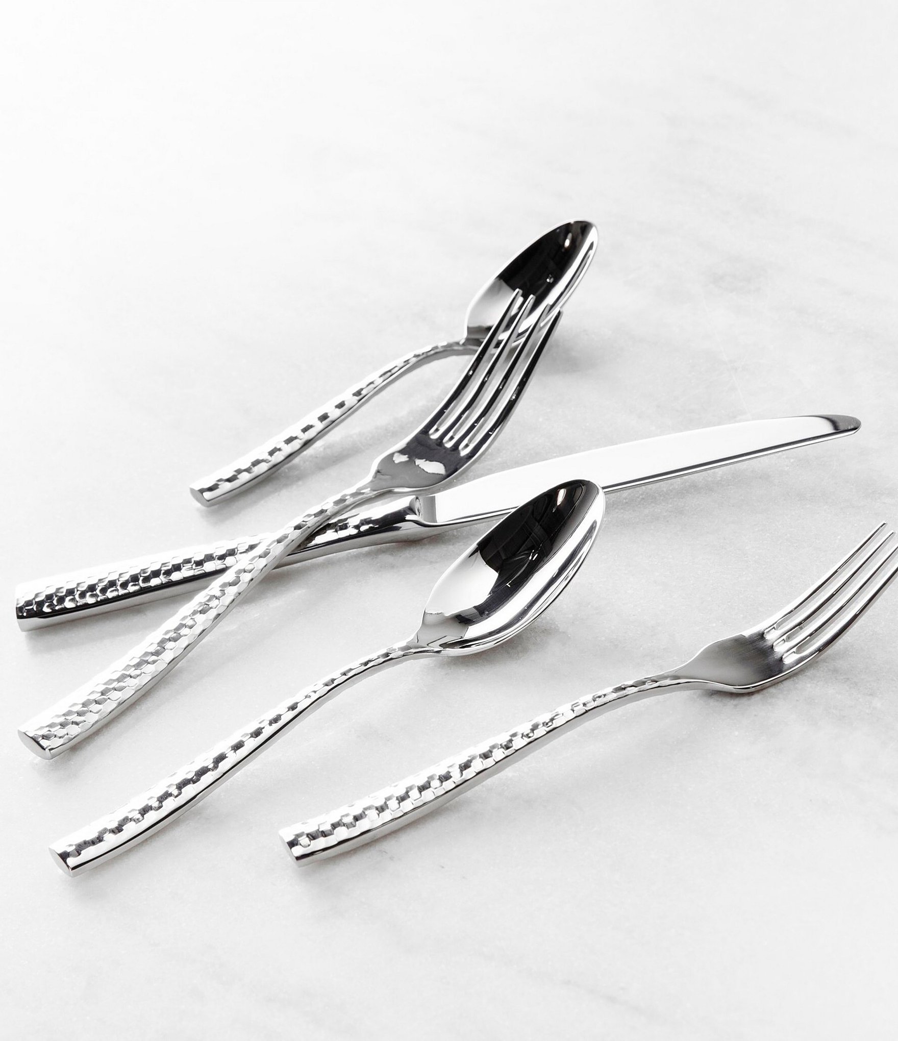 Fortessa Lucca Faceted 20-Piece Stainless Steel Flatware Set