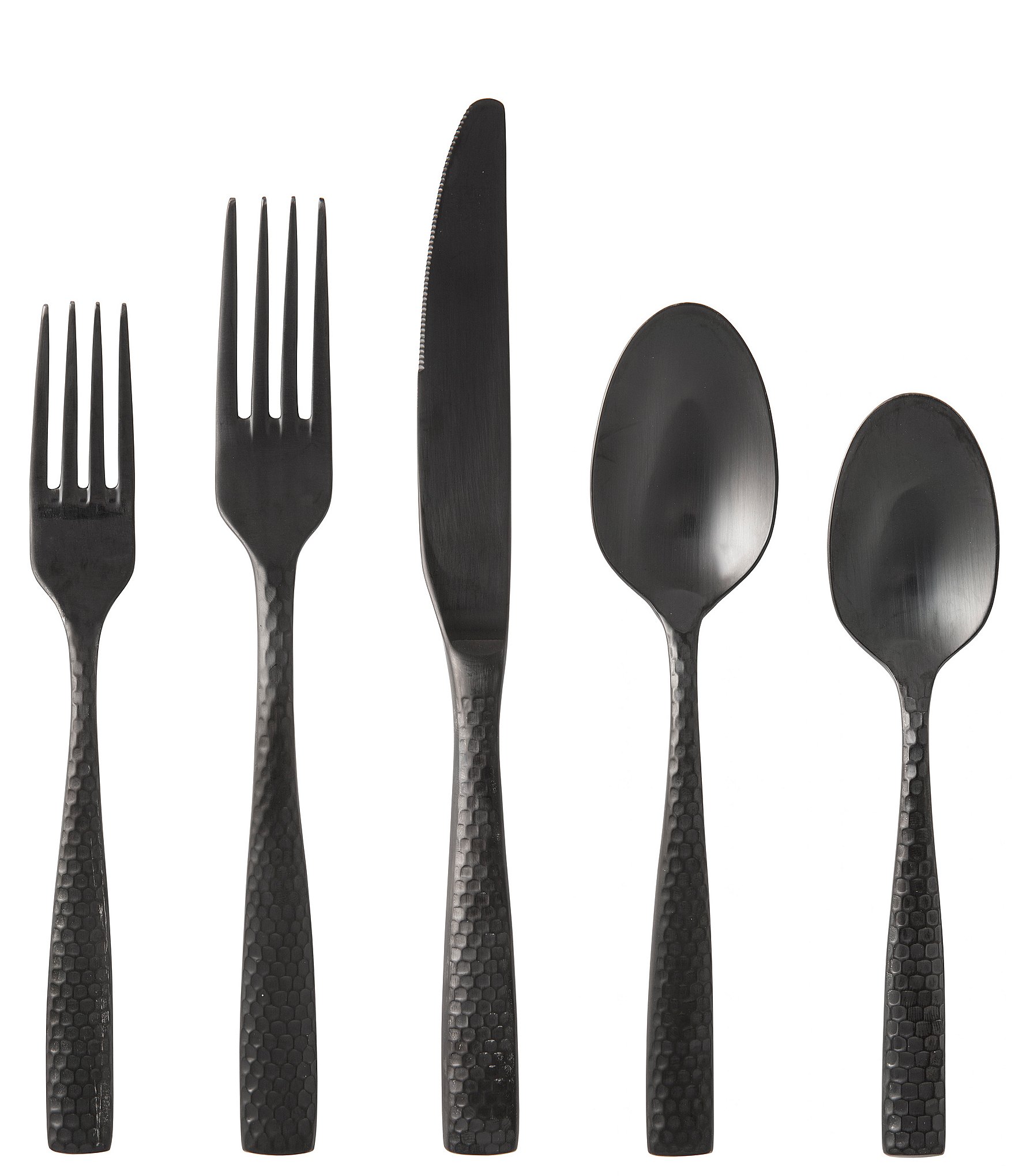 Fortessa Lucca Faceted Brushed 20-Piece Stainless Steel Flatware Set