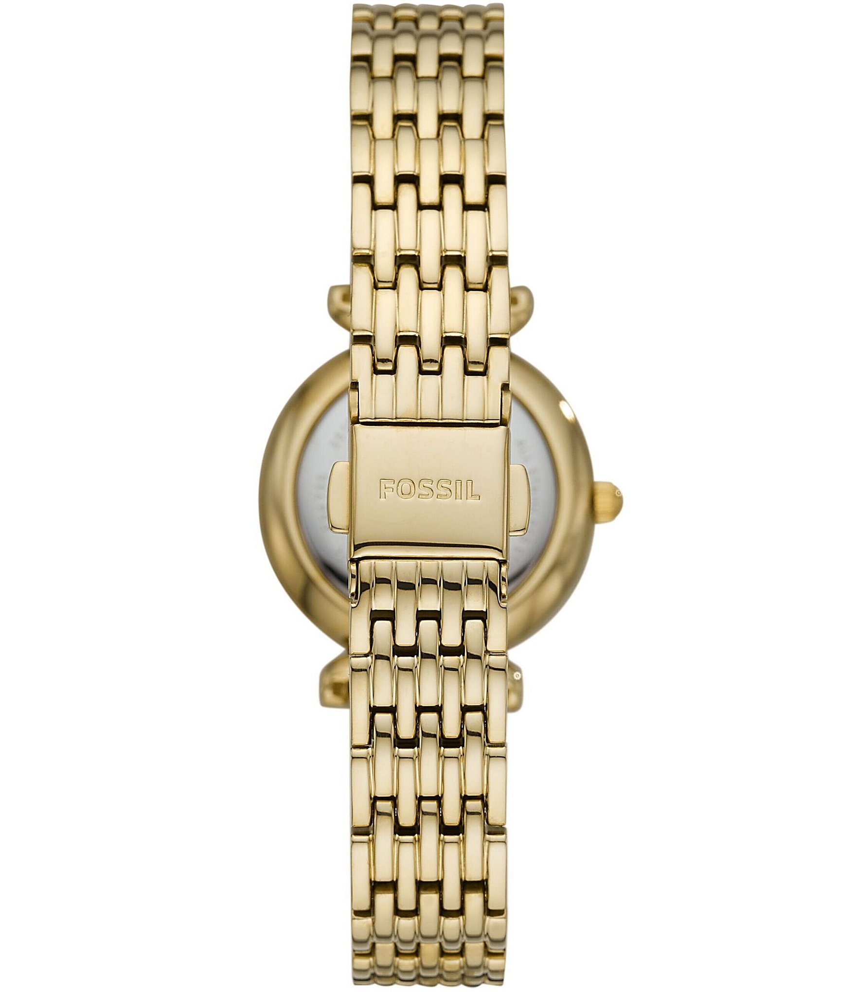 Fossil Carlie Mini Three-Hand White Mother of Pearl Dial Gold-Tone Stainless Steel Watch