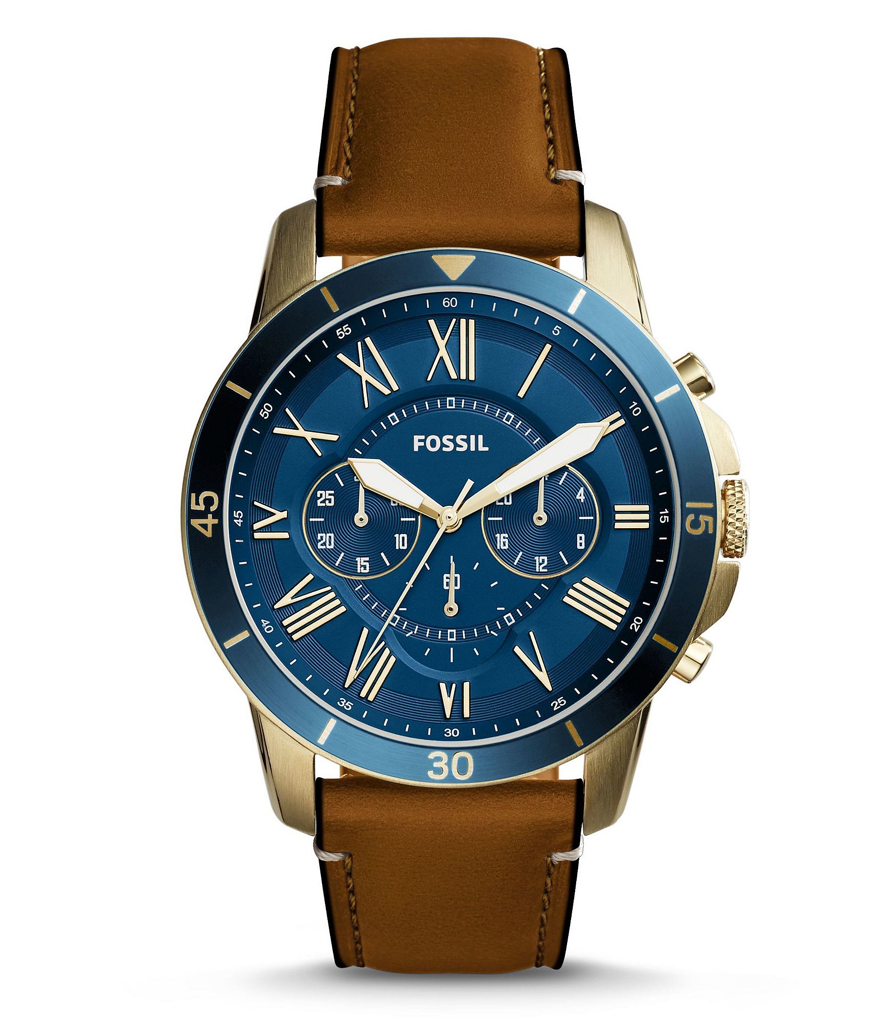 Fossil Grant Sport Chronograph Leather-Strap Watch | Dillard's