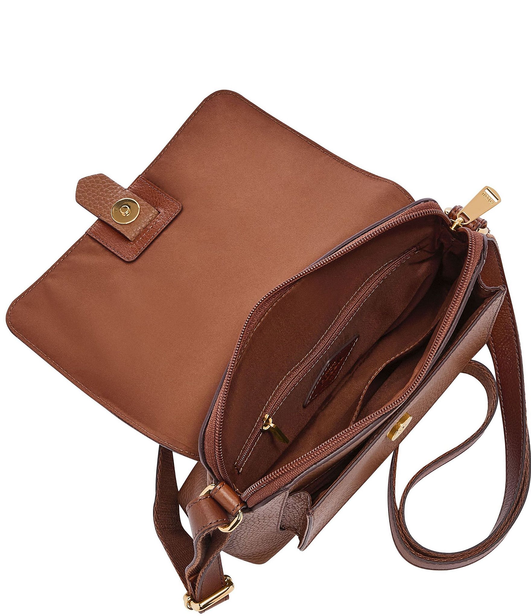 Fossil Kinley Small Fold Over Leather Crossbody Bag