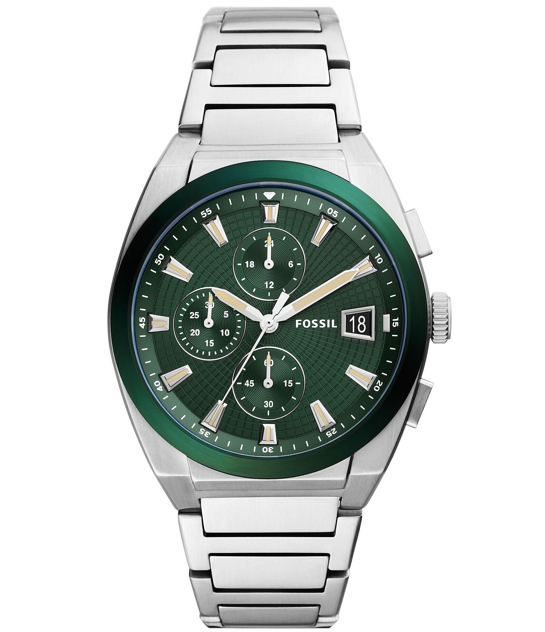 Fossil Men's Everett Chronograph Green Dial Stainless Steel Watch |  Dillard's