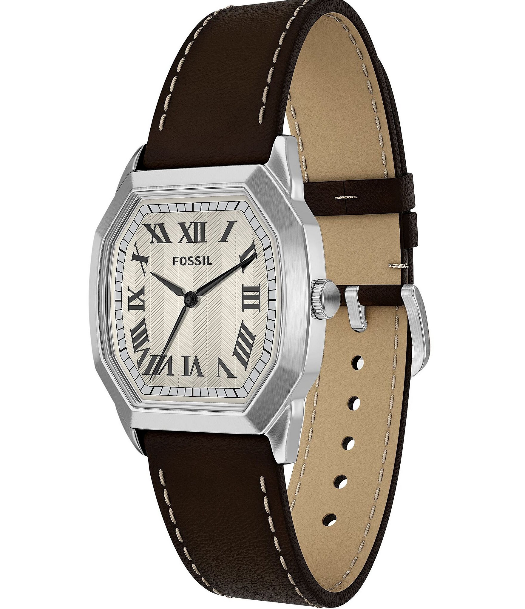 Fossil Men's Harlow Quartz Three-Hand Brown Leather Strap Watch