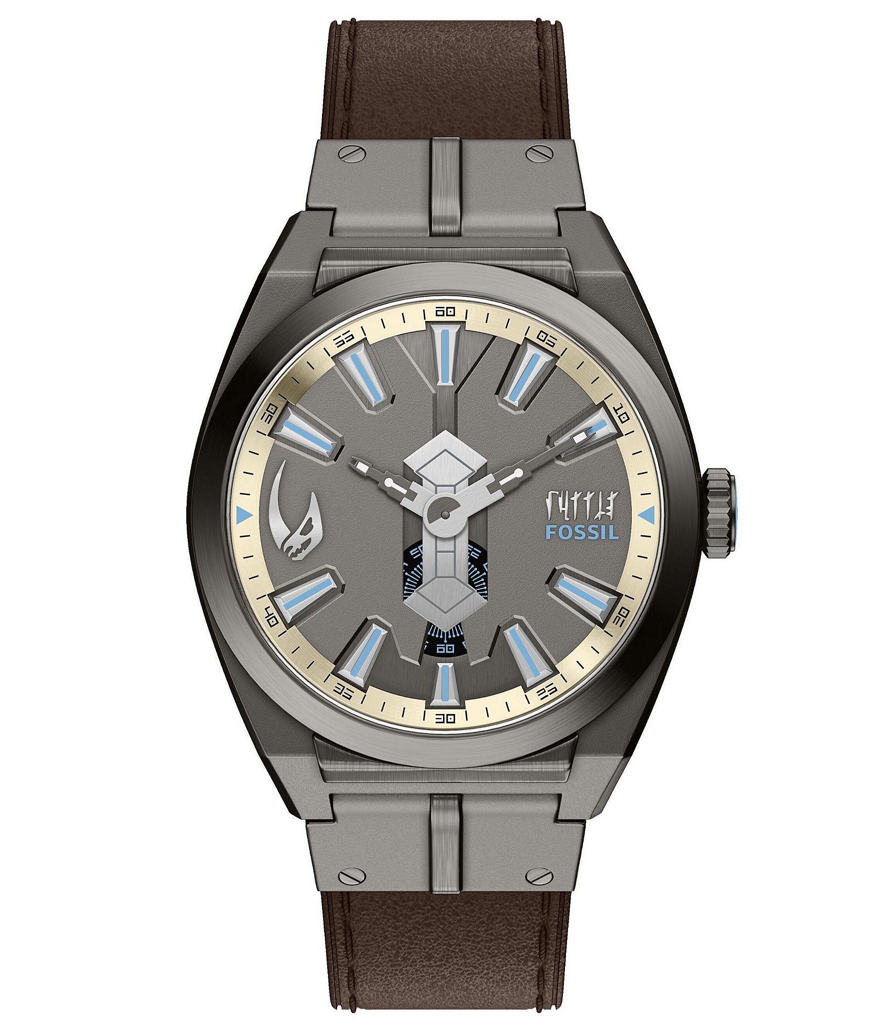 Fossil Men's Limited Edition Star Wars Mandalorian Everett Quartz Three-Hand Leather Strap Watch Set
