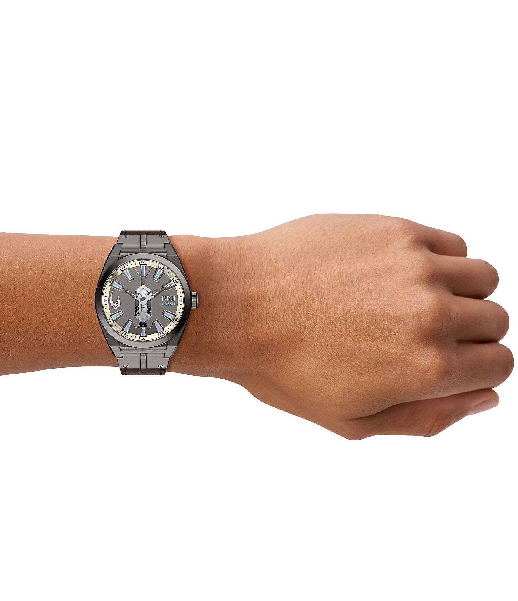 Fossil Men's Limited Edition Star Wars Mandalorian Everett Quartz Three-Hand Leather Strap Watch Set