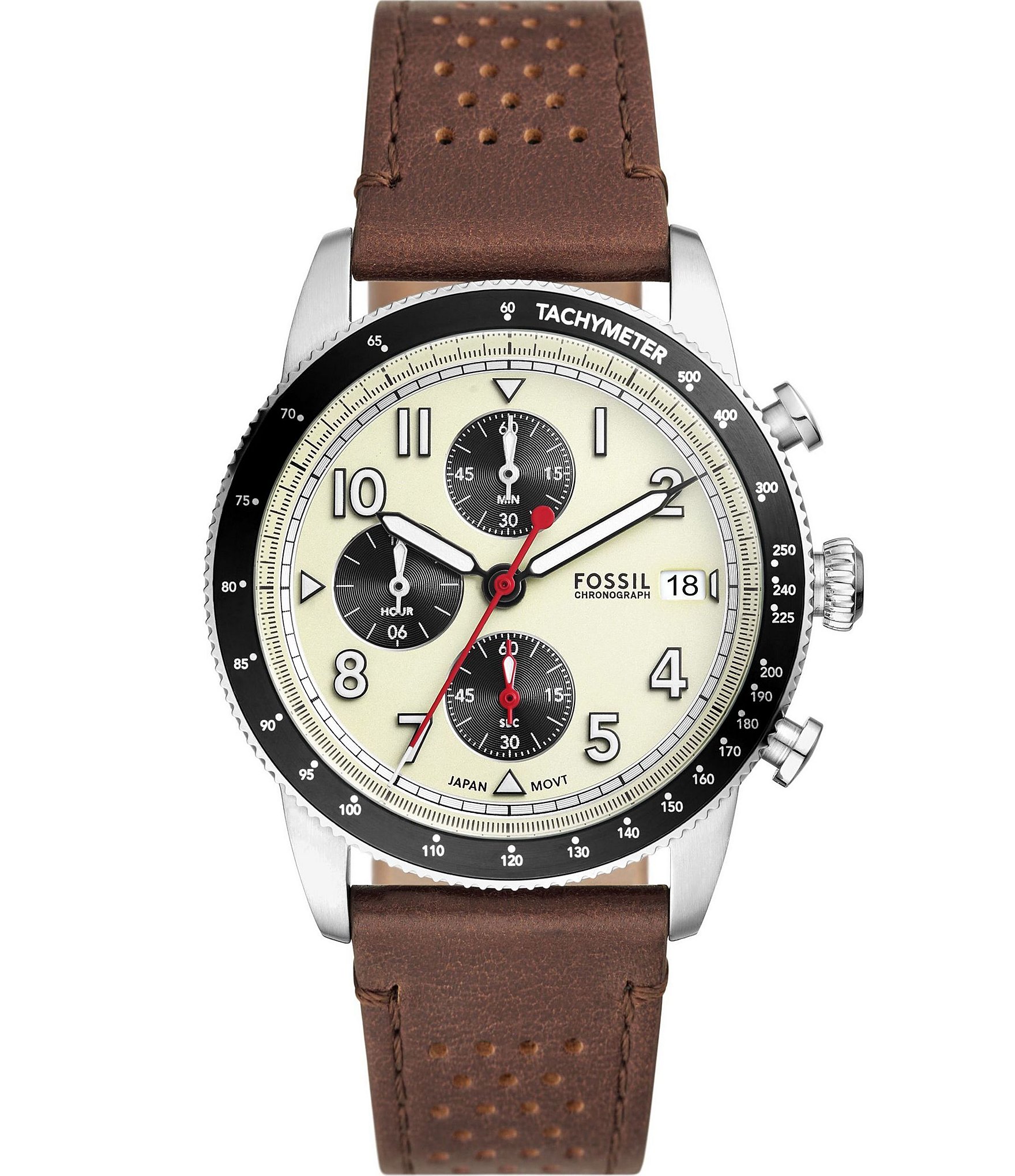 Fossil Men's Sport Tourer Brown Leather Chronograph Watch | Dillard's