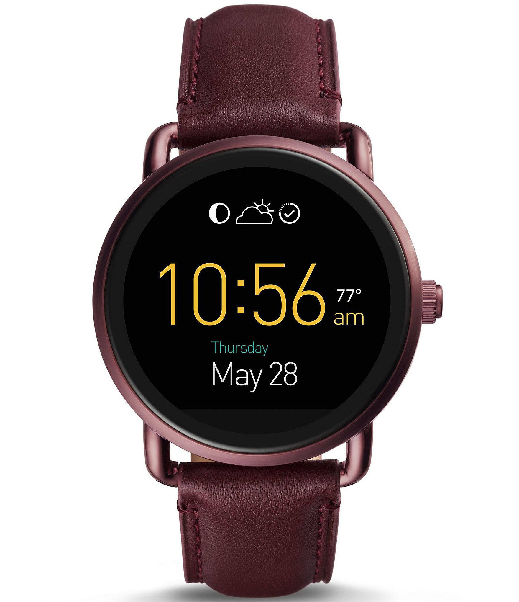 Fossil Q Wander Touchscreen Leather-Strap Smart Watch | Dillards