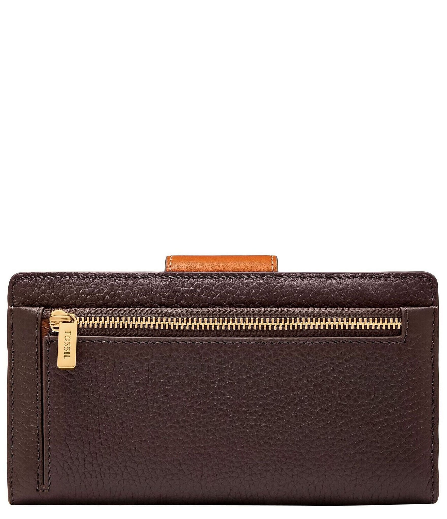 Fossil RFID Logan Leather Suede Patchwork Tab Bifold Wallet