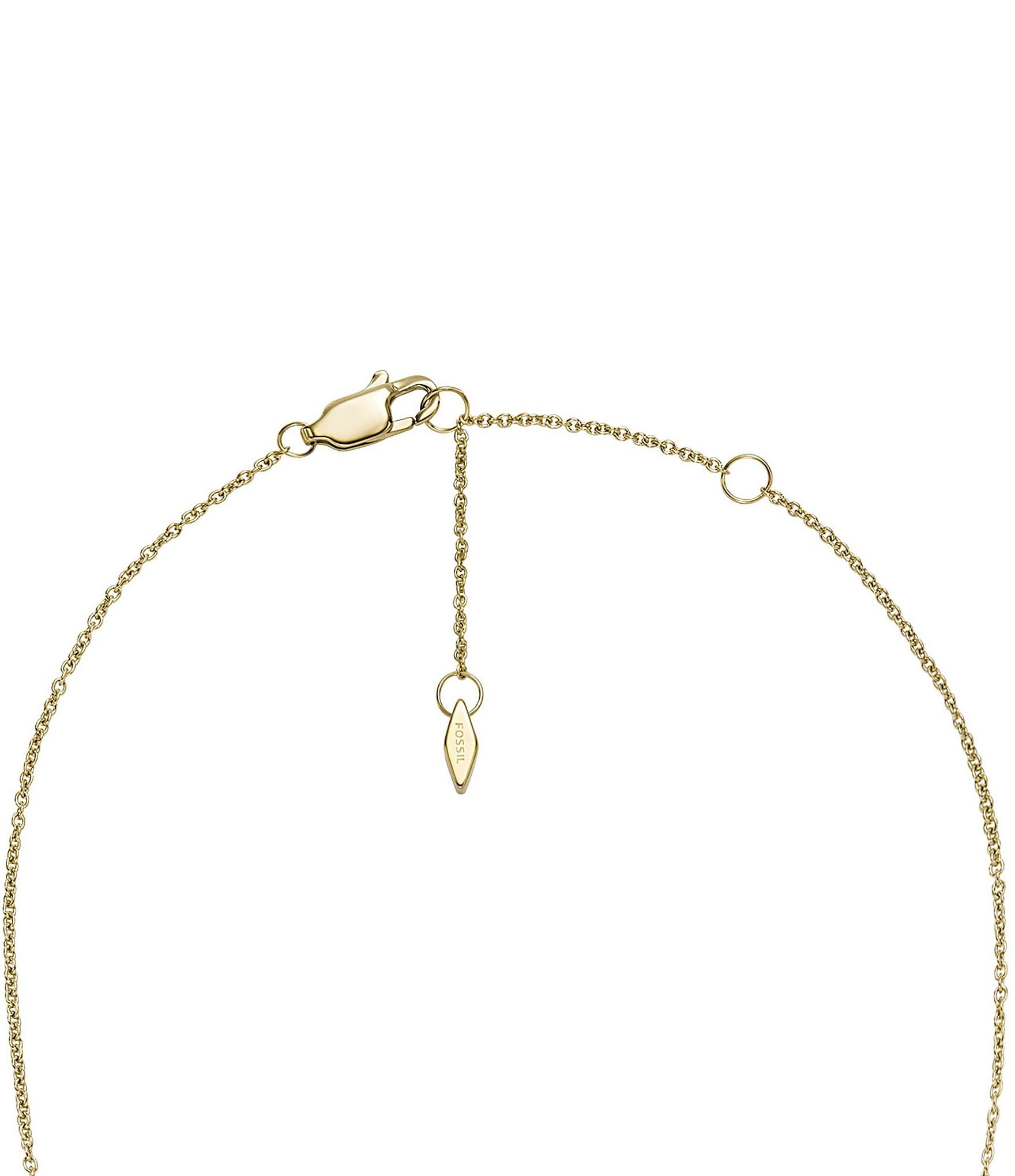 Fossil Sadie Trio Glitz Gold-Tone Stainless Steel Station Chain Necklace