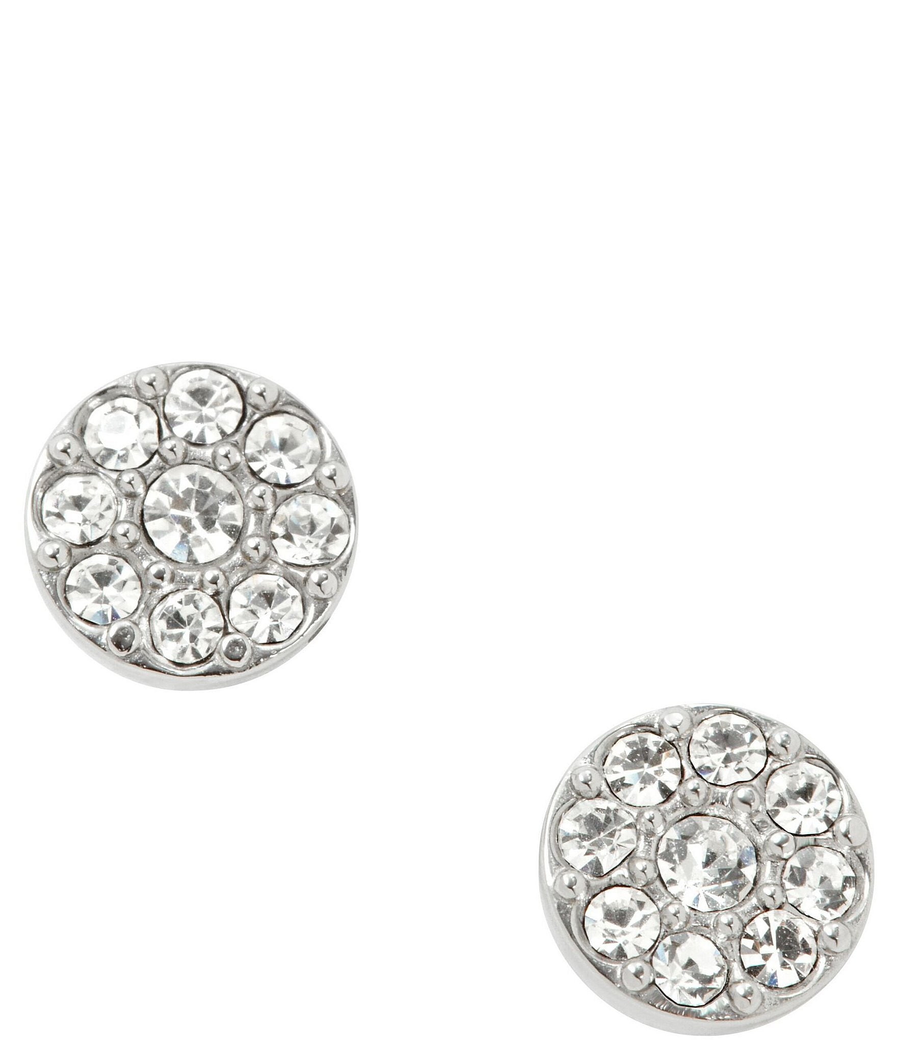 Fossil Sutton Disc Silver-Tone Stainless Steel Stud Earrings