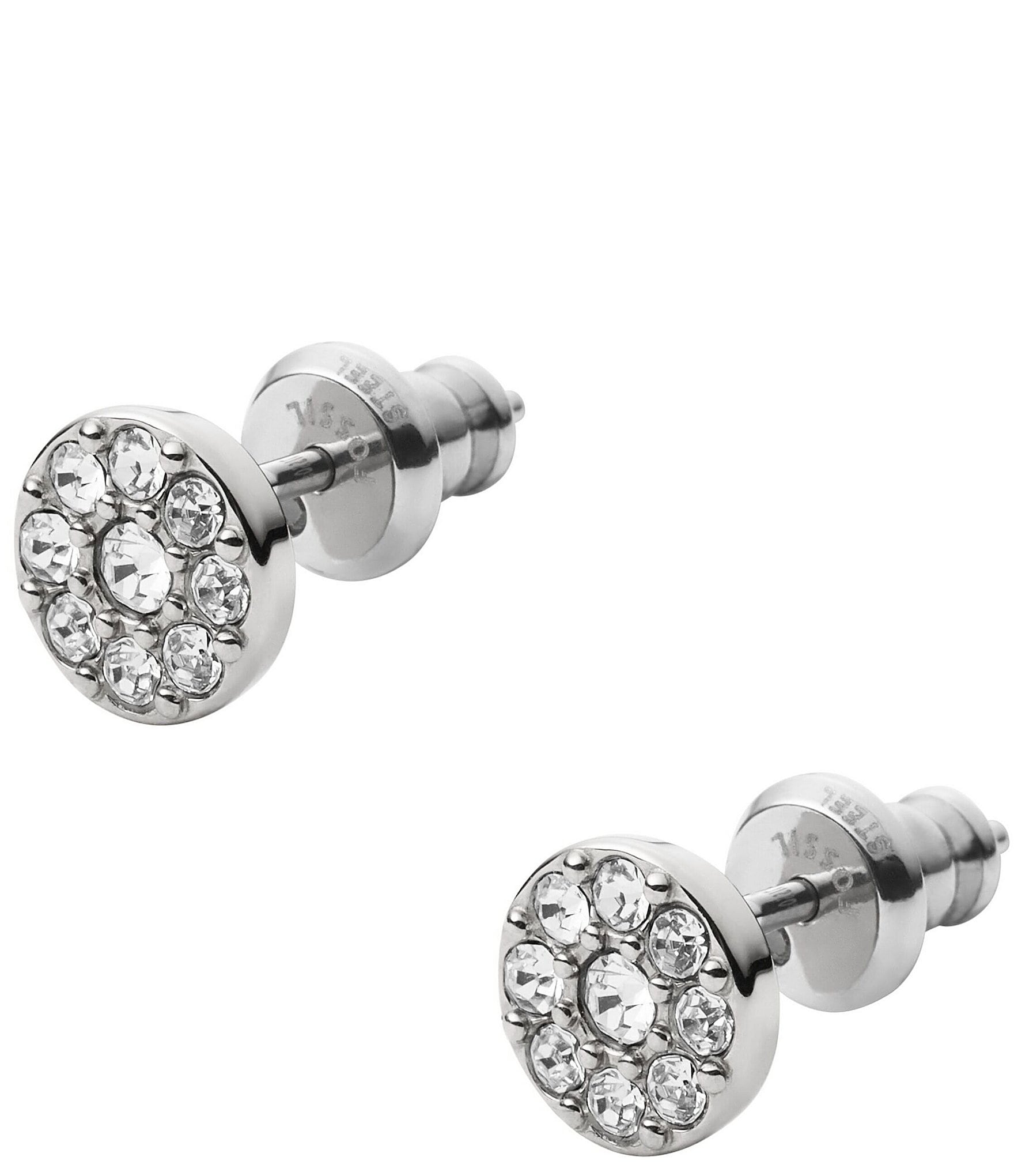 Fossil Sutton Disc Silver-Tone Stainless Steel Stud Earrings