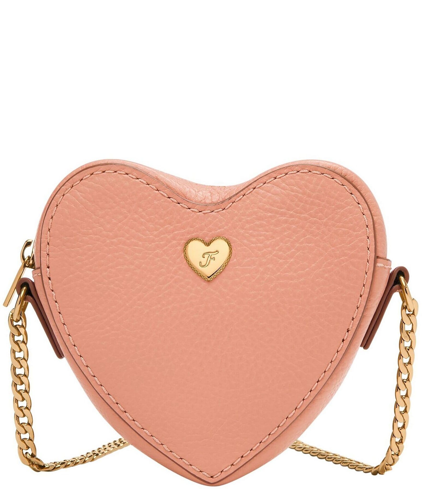 Fossil Valentines Pink Heart Chain Novelty Crossbody Bag