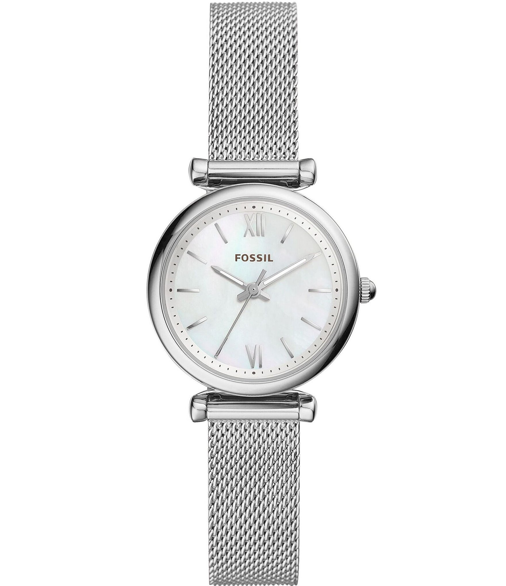 Fossil Women's Carlie Three-Hand Stainless Steel Mesh Bracelet Watch