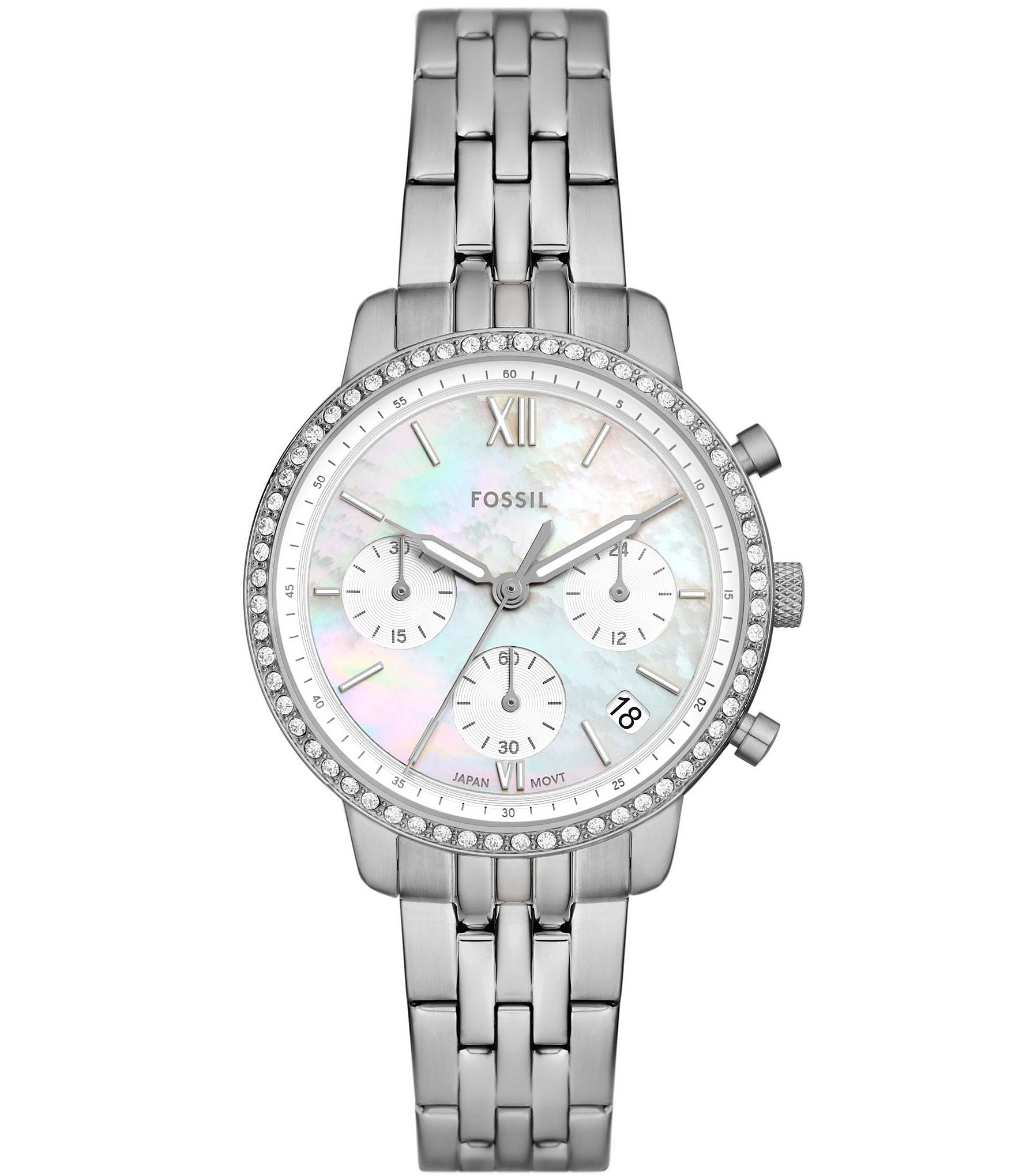 Fossil Women's Neutra Chronograph Stainless Steel Iridescent Dial Bracelet Watch