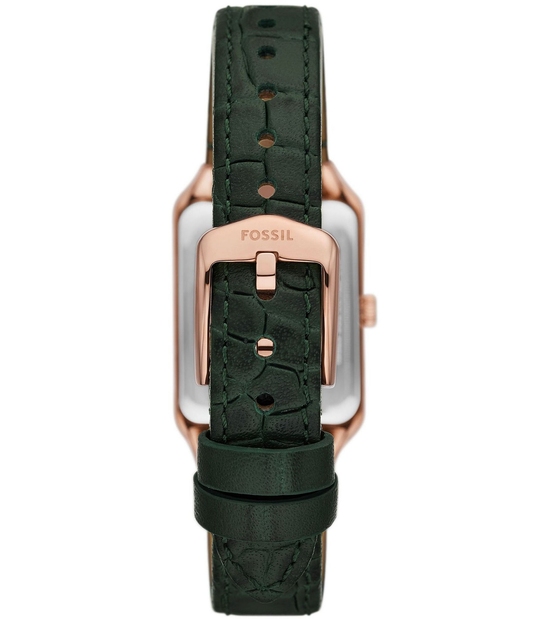 Fossil Women's Raquel Three-Hand Date Green Leather Strap Watch