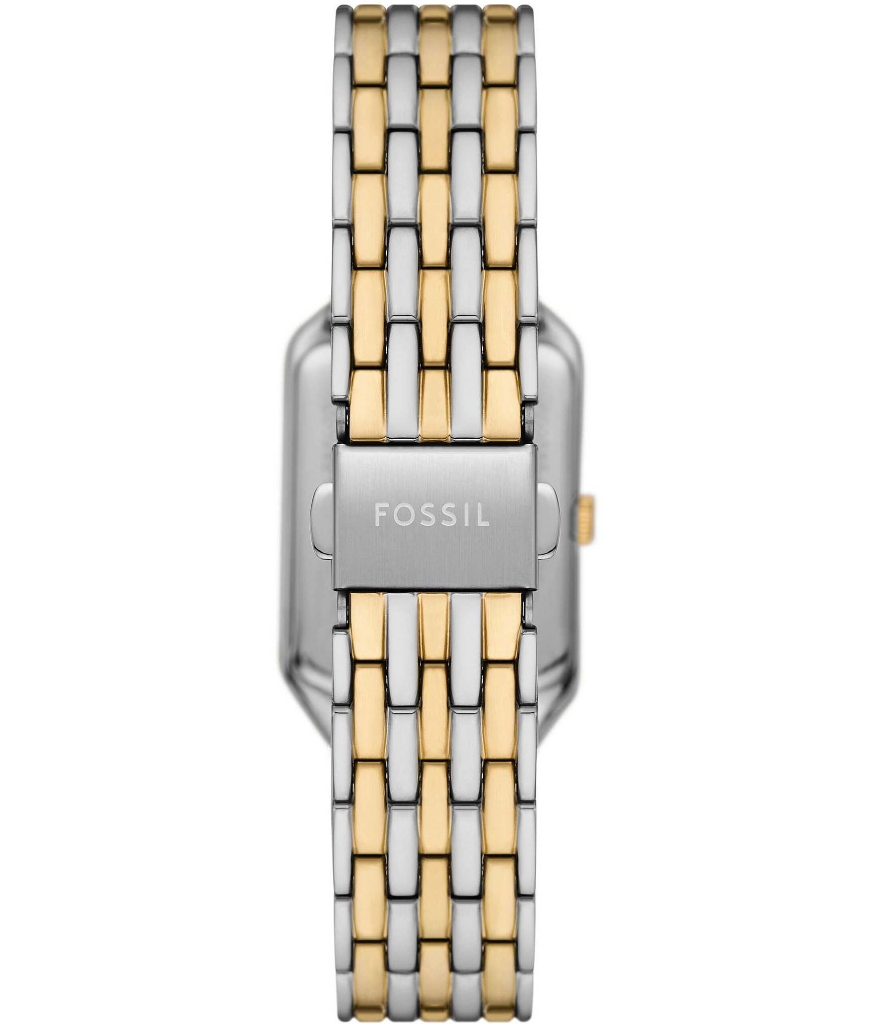 Fossil Women's Raquel Three-Hand Date Two Tone Stainless Steel Rectangular Bracelet Watch