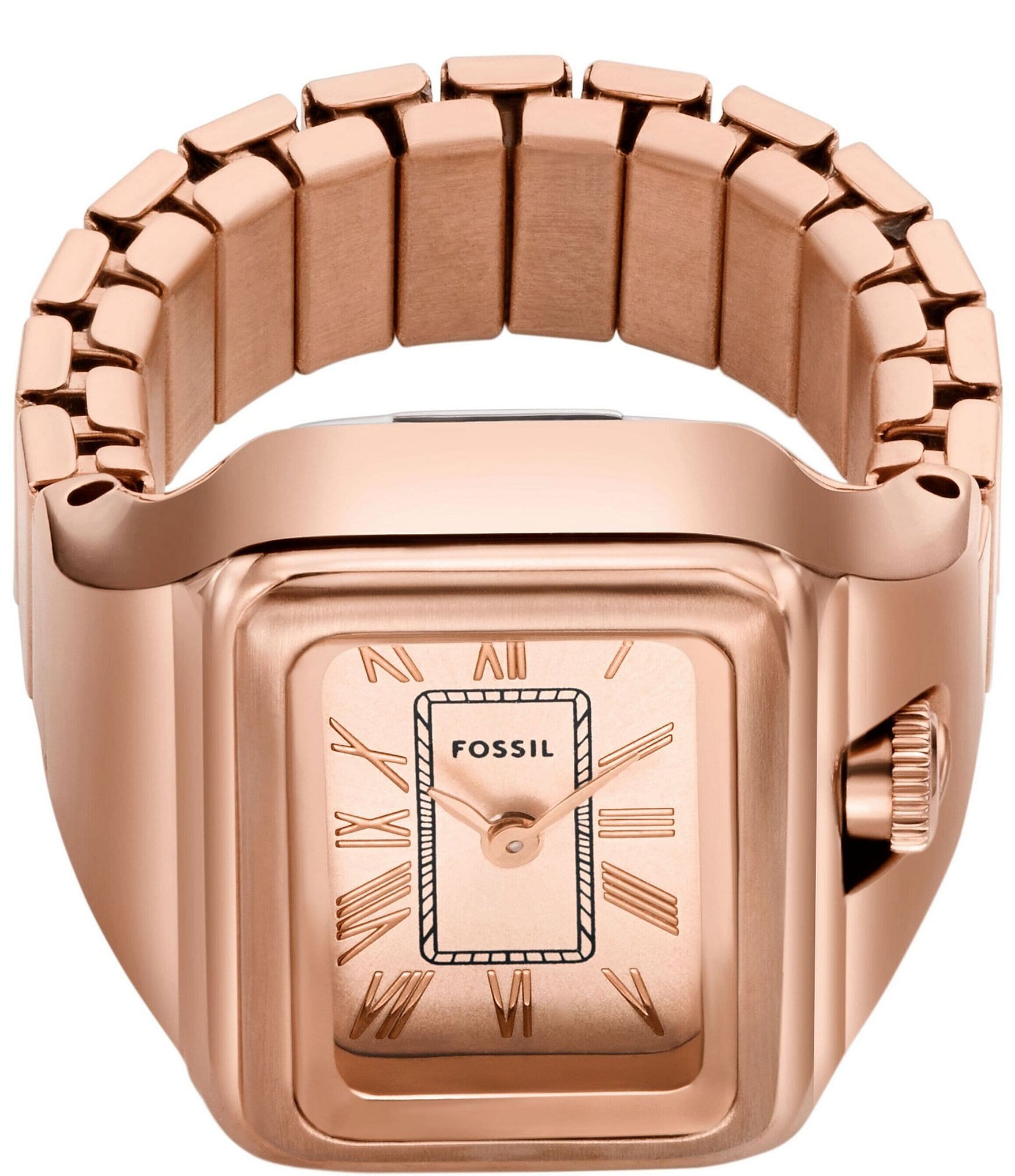 Fossil Women's Raquel Two-Hand Rose Gold Tone Stainless Steel Watch Ring