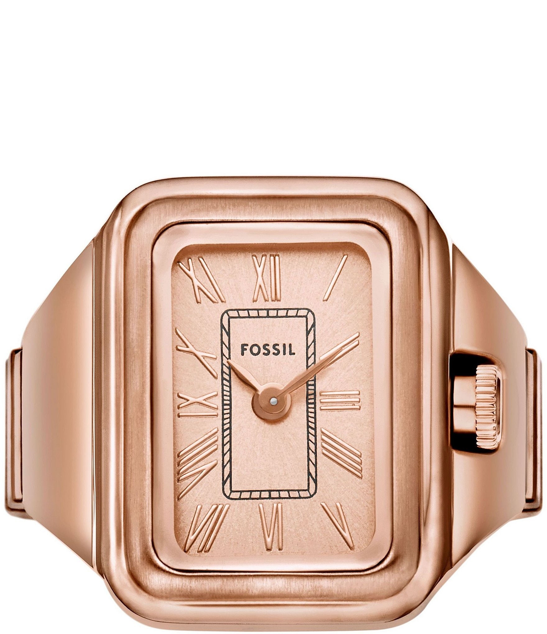 Fossil Women's Raquel Two-Hand Rose Gold Tone Stainless Steel Watch Ring