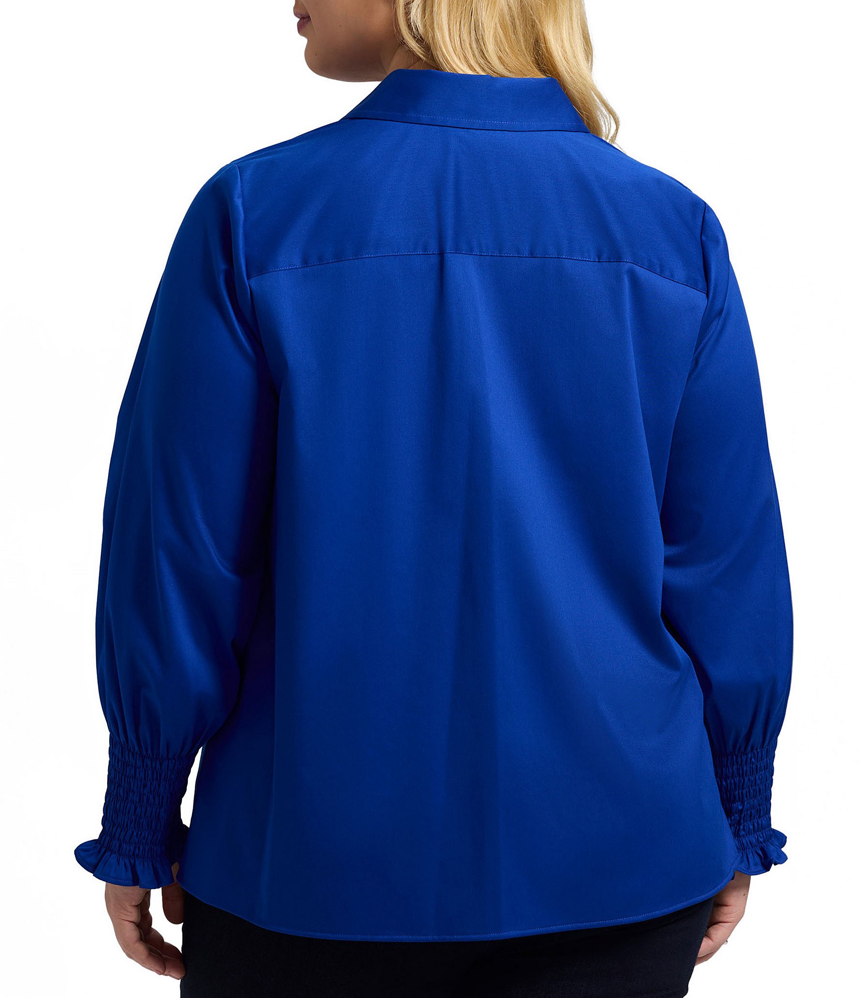 Foxcroft Plus Size Avril Stretch Matte Sateen Long Sleeve Button-Front Shirt