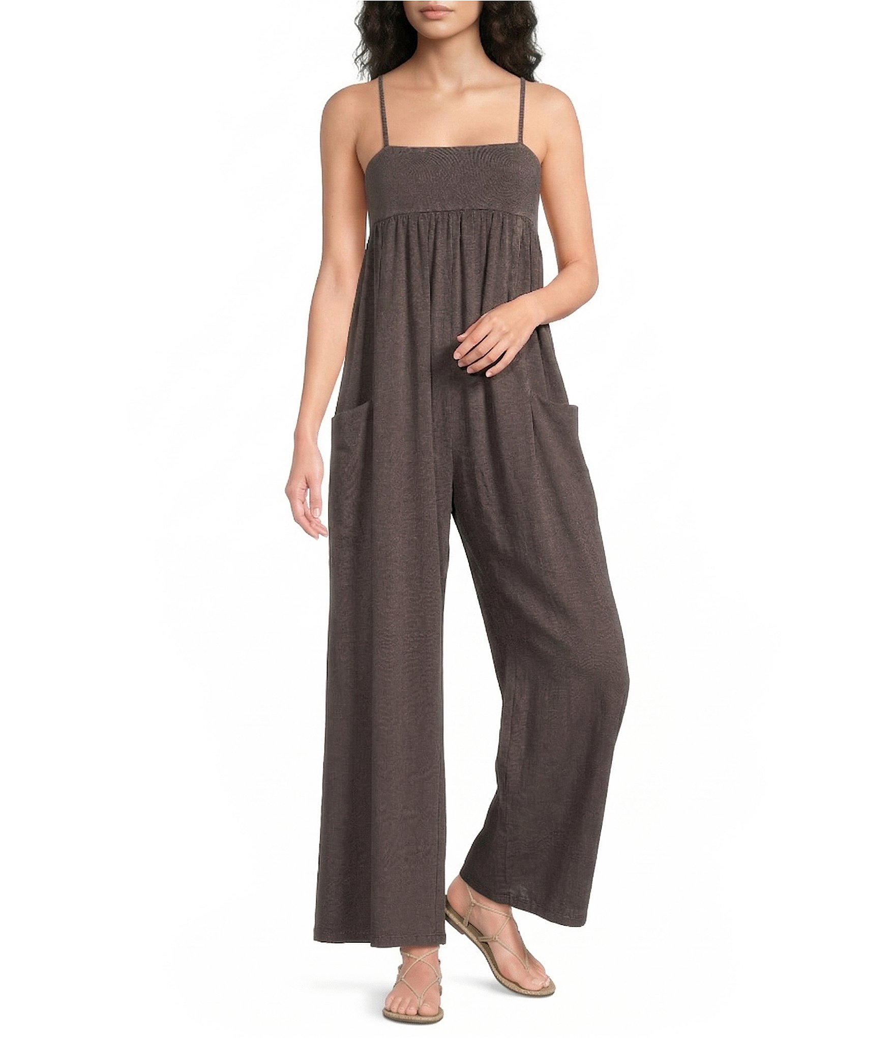 FP Movement Hot Shot Strappy Square Neck Sleeveless Wide Leg Jumpsuit