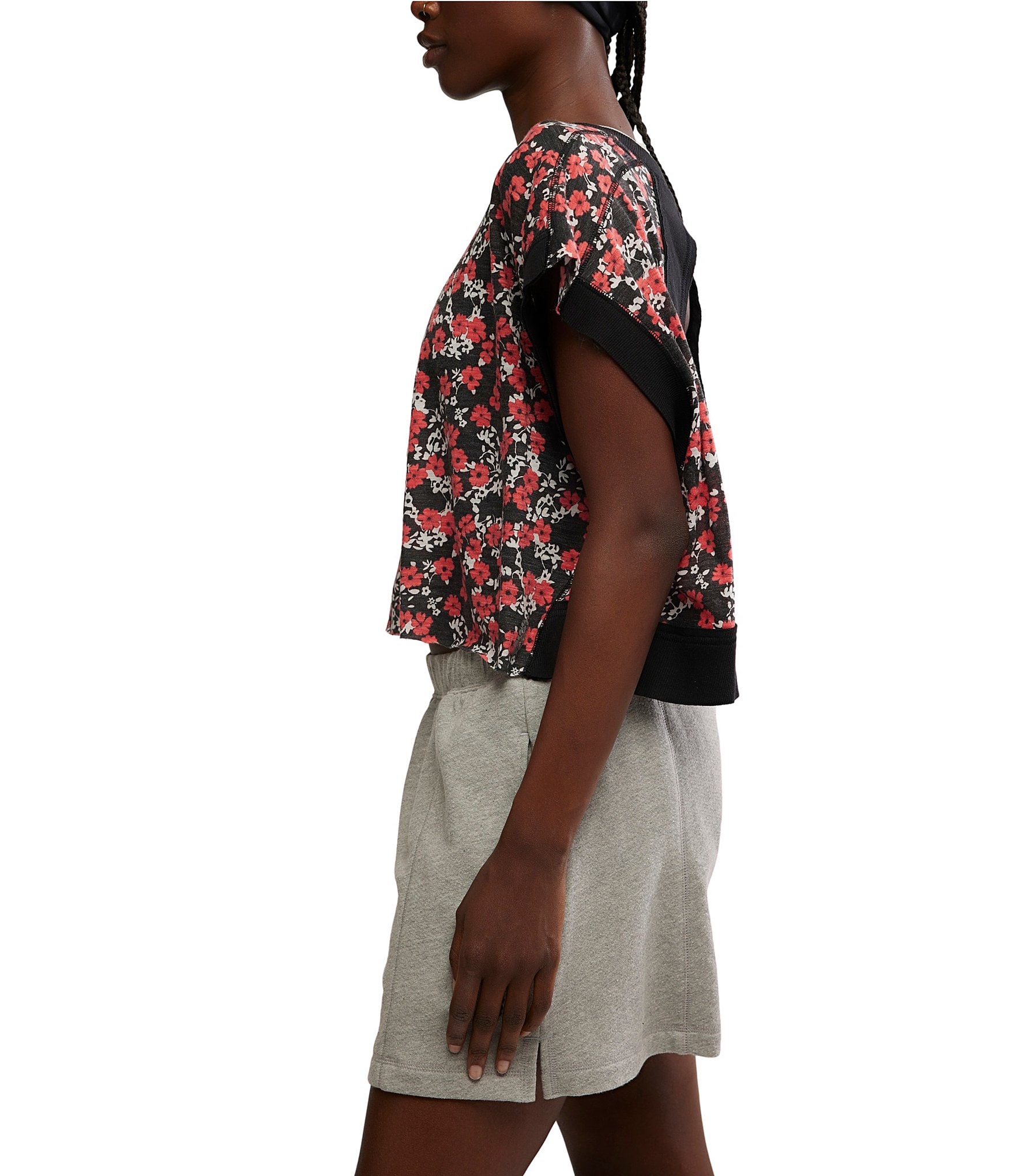 FP Movement My Time Floral Print Crew Neck Short Sleeve Tee