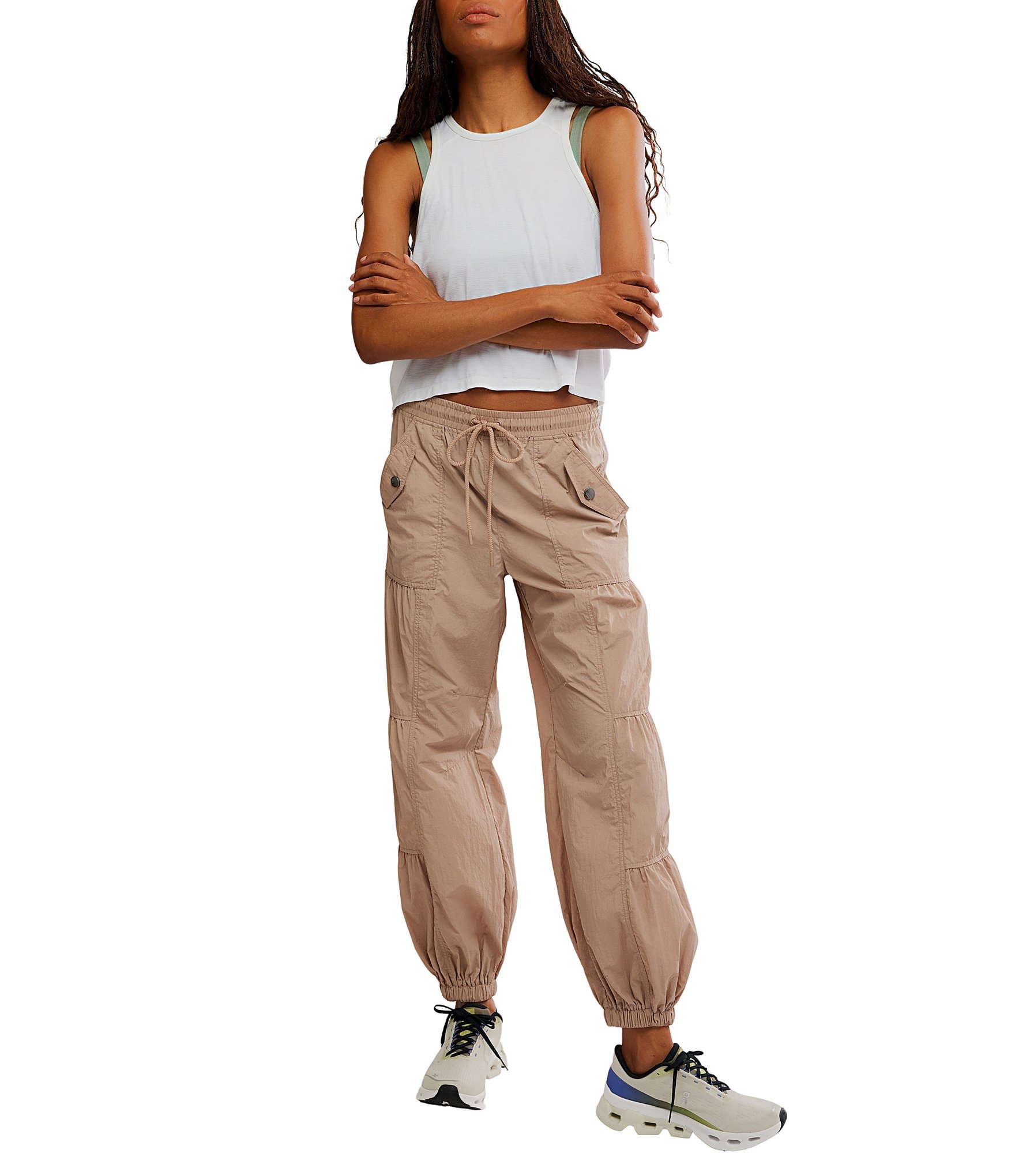 FP Movement Set Me Free Mid Rise Shirred Paneling Elasticated Cuff Jogger Pants