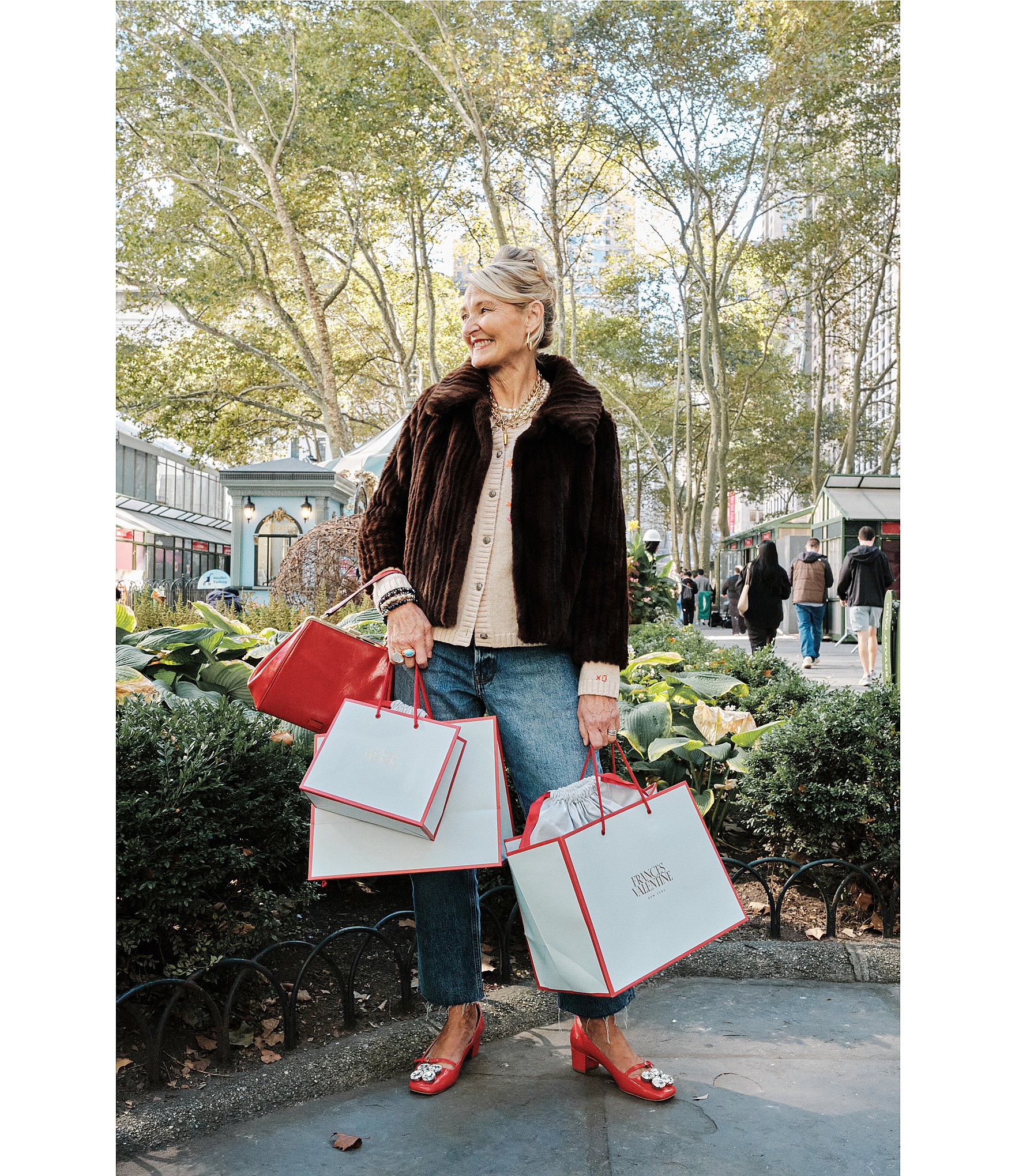 FRANCES VALENTINE Babe Faux Fur Point Collar Long Sleeve Button Front Jacket