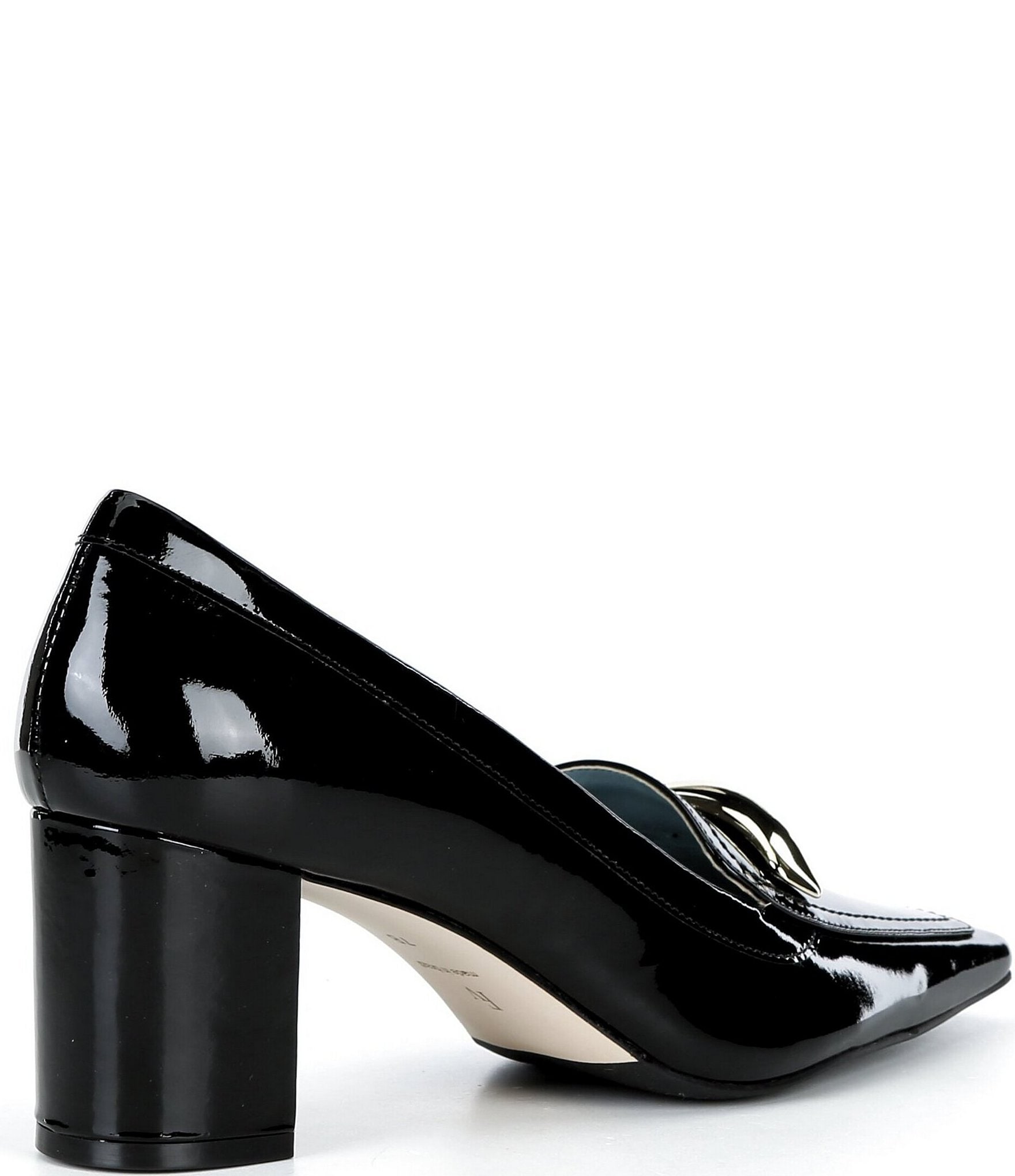 FRANCES VALENTINE Barbara Patent Leather Block Heel Loafers
