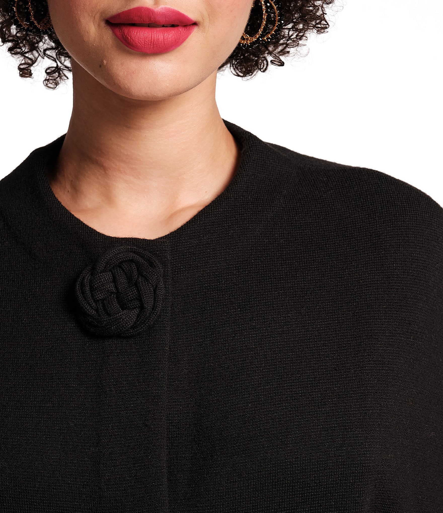 FRANCES VALENTINE Carnegie Rosette Applique Button-Front Shrug