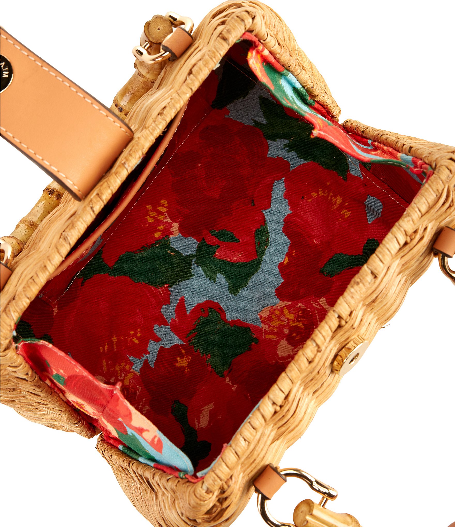 FRANCES VALENTINE Chick Mini Wicker Basket Bamboo Handle Satchel Bag