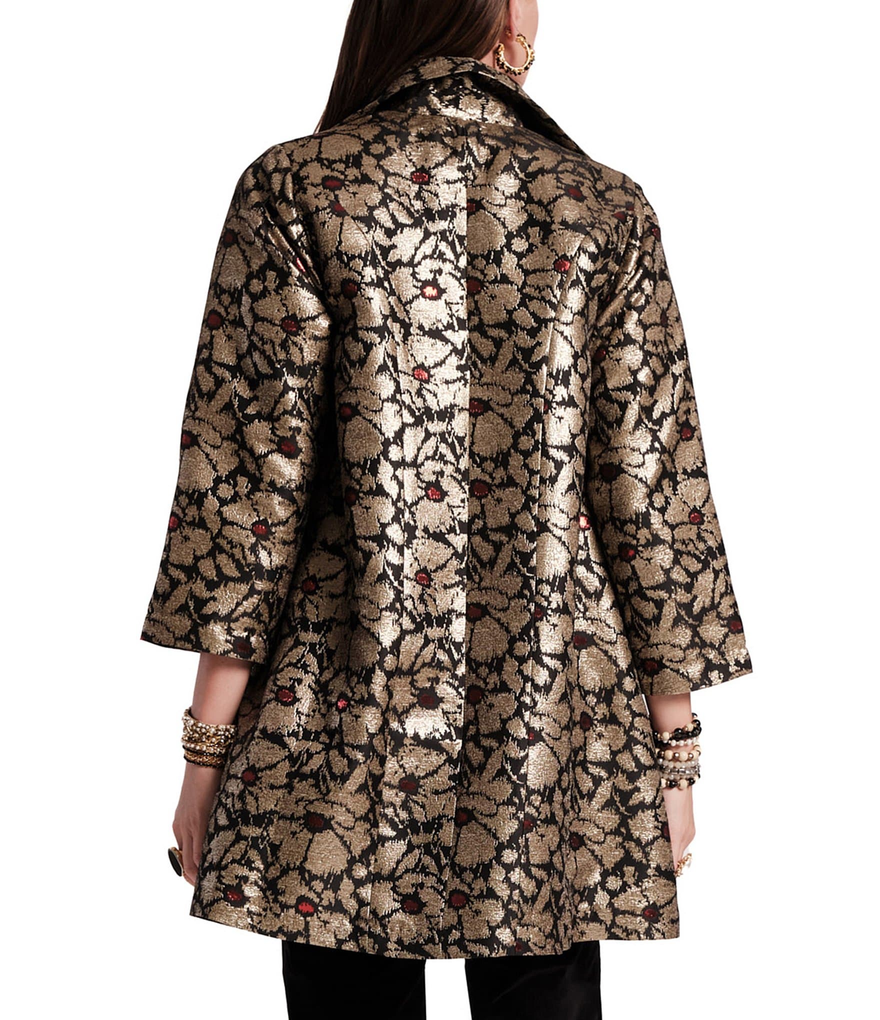 FRANCES VALENTINE Cornelia Winter Anemone Floral Jacquard Swing Jacket