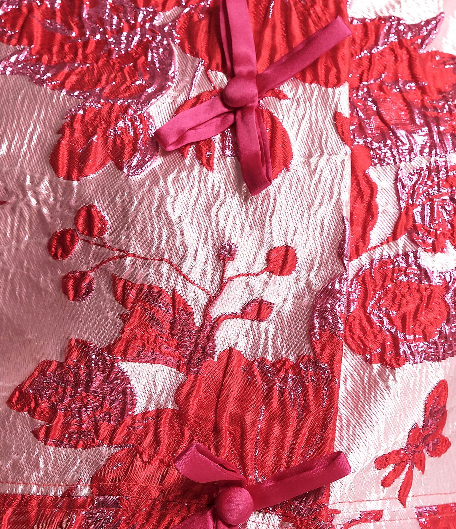 FRANCES VALENTINE Marvelous Metallic Jacquard Point Collar Caplet Sleeve Jacket