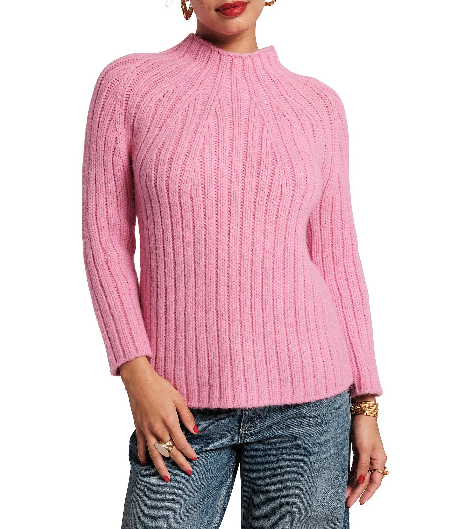 FRANCES VALENTINE Shelby Solid Wool Funnel Neck Long Sleeve Sweater