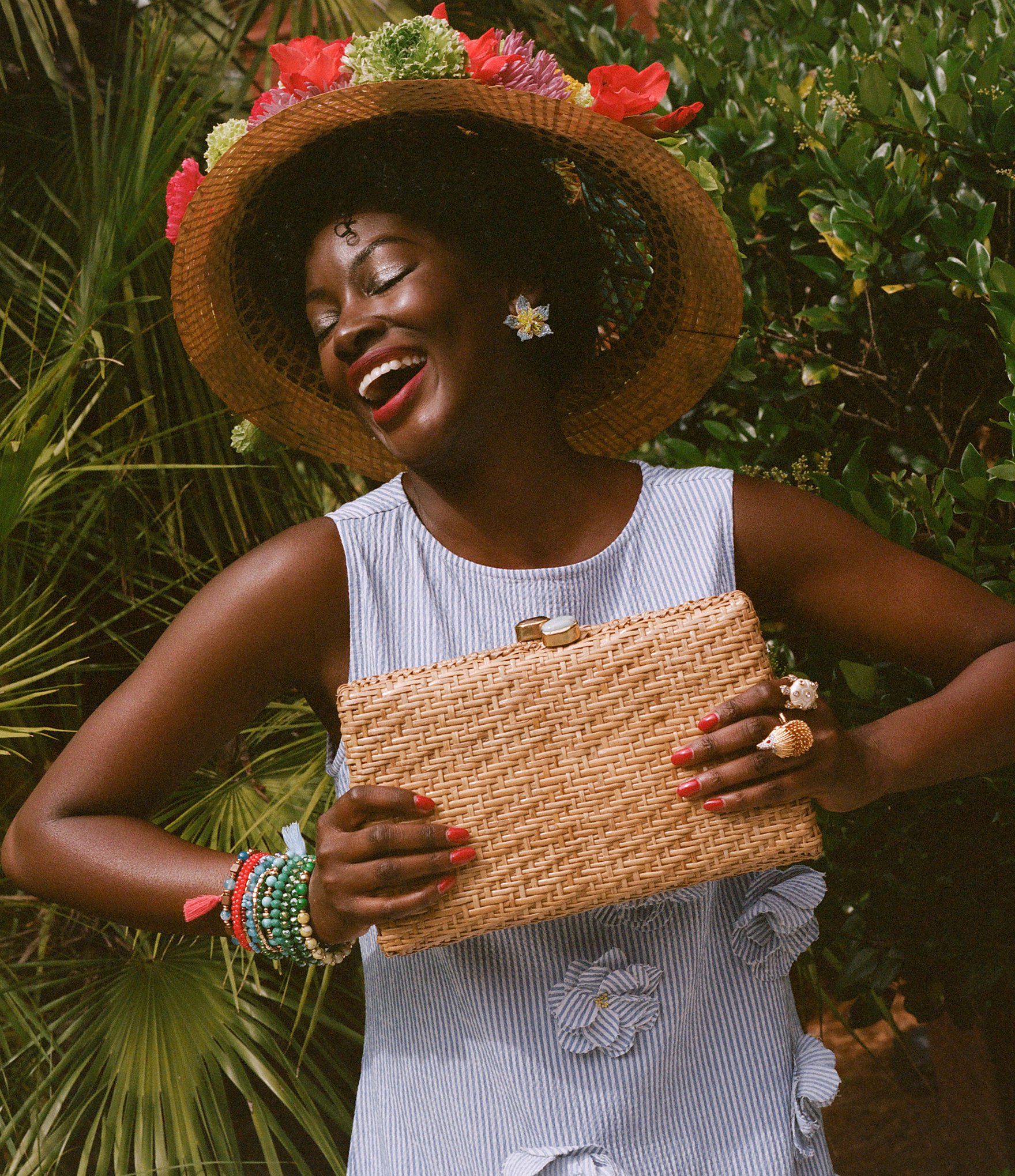 FRANCES VALENTINE Stella Resort Wicker Clutch Bag