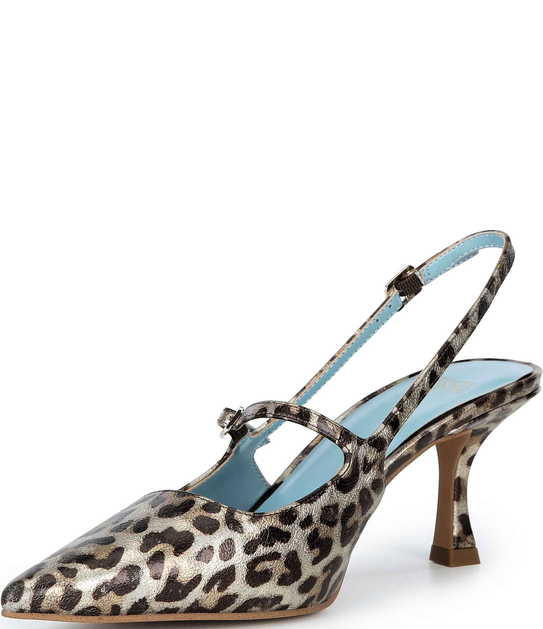 FRANCES VALENTINE Vivian Leopard Patent Leather Slingback Pumps