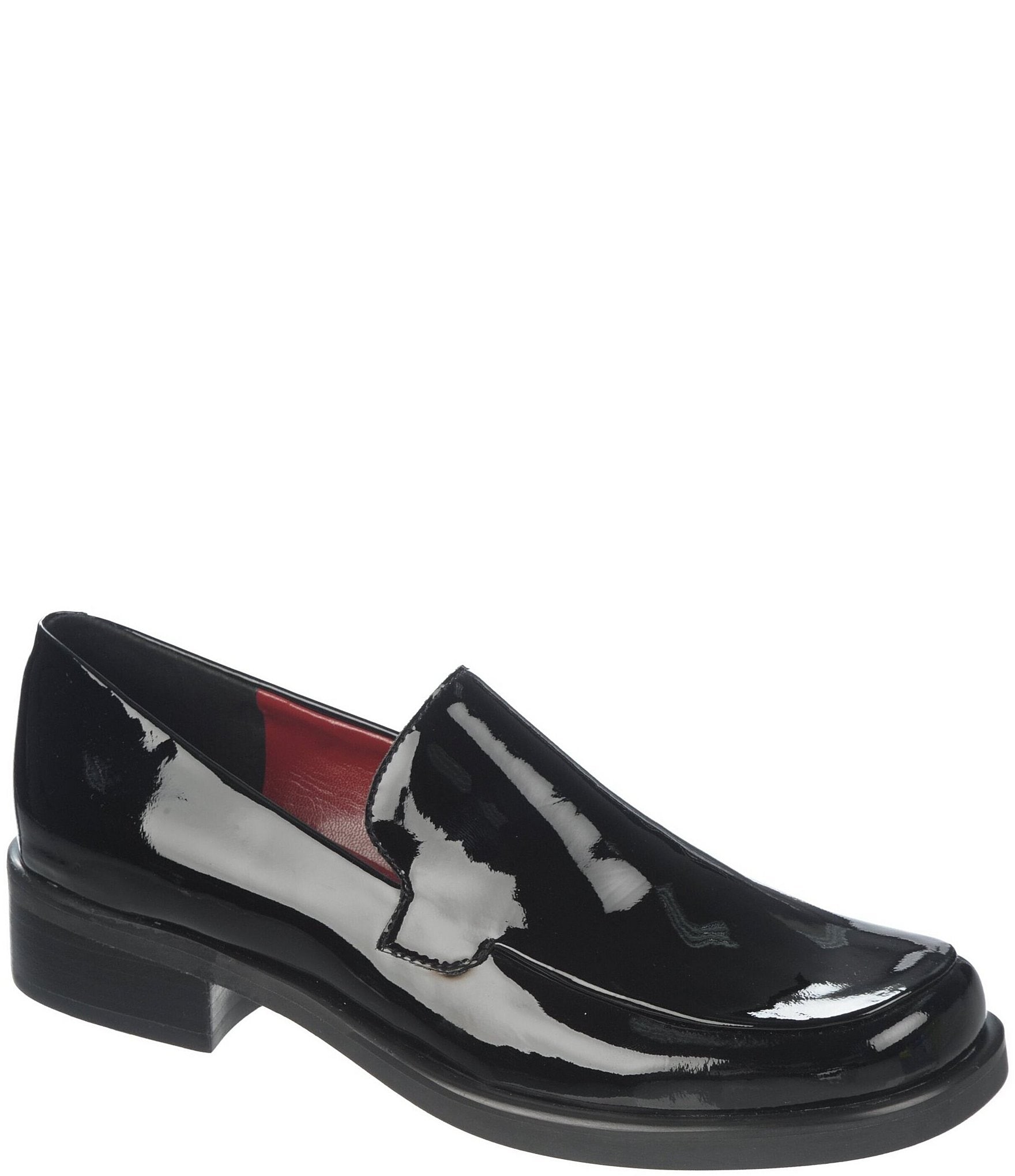 black patent loafers