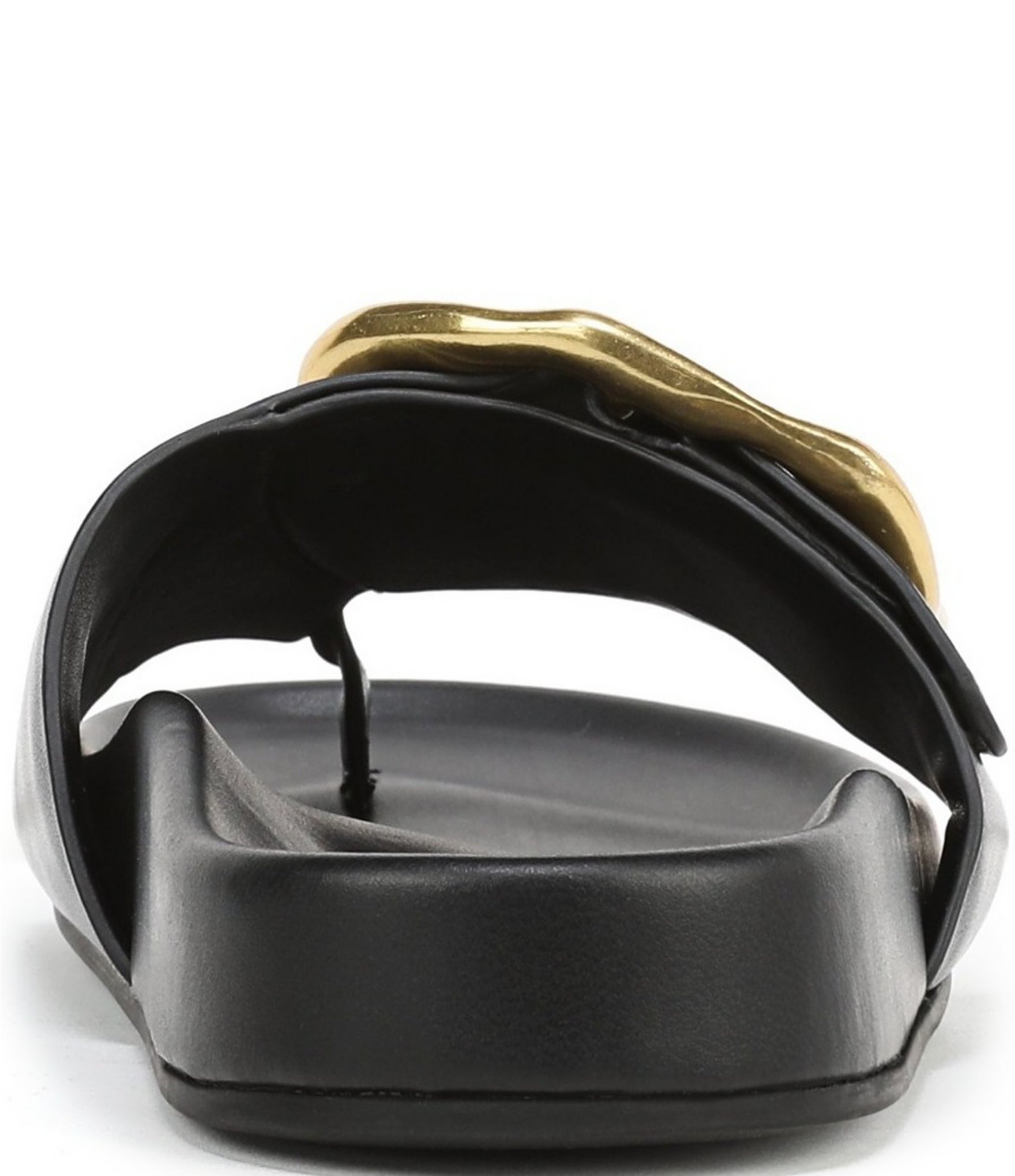 Franco Sarto Brianka Leather Abstract Buckle Toe Loop Sandals