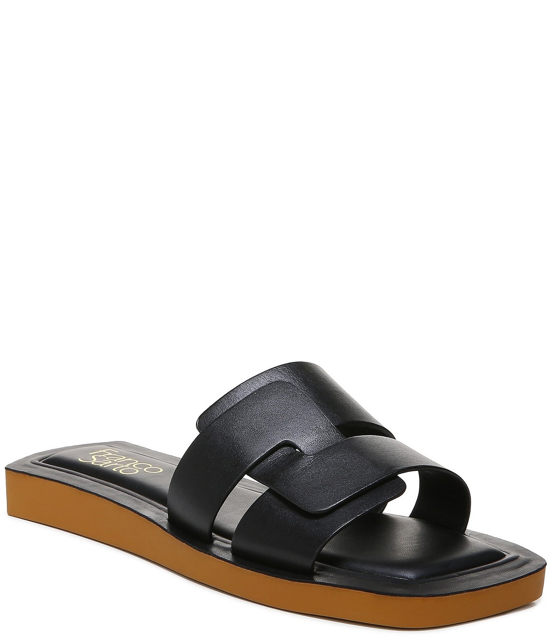Franco Sarto Capri Slide Square Toe Leather Sandals | Dillard's