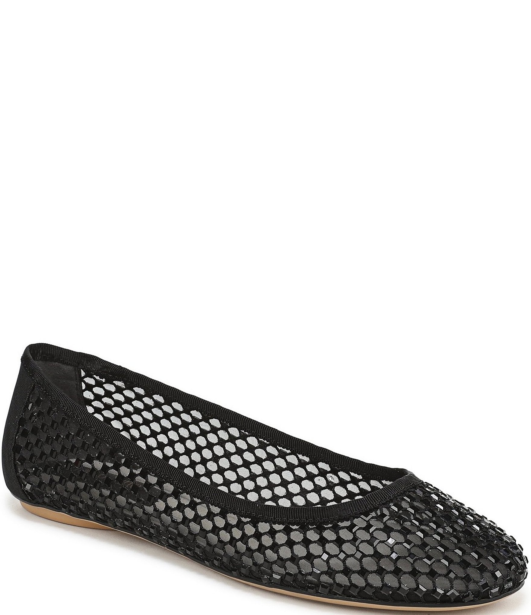 Franco Sarto Christina 2 Fishnet Mesh Rhinestone Embellished Ballet Flats