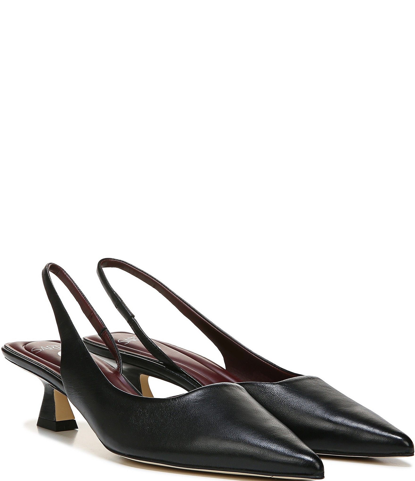 Sarto by Franco Sarto Devin Leather Pointed Toe Kitten Heel Slingback Pumps