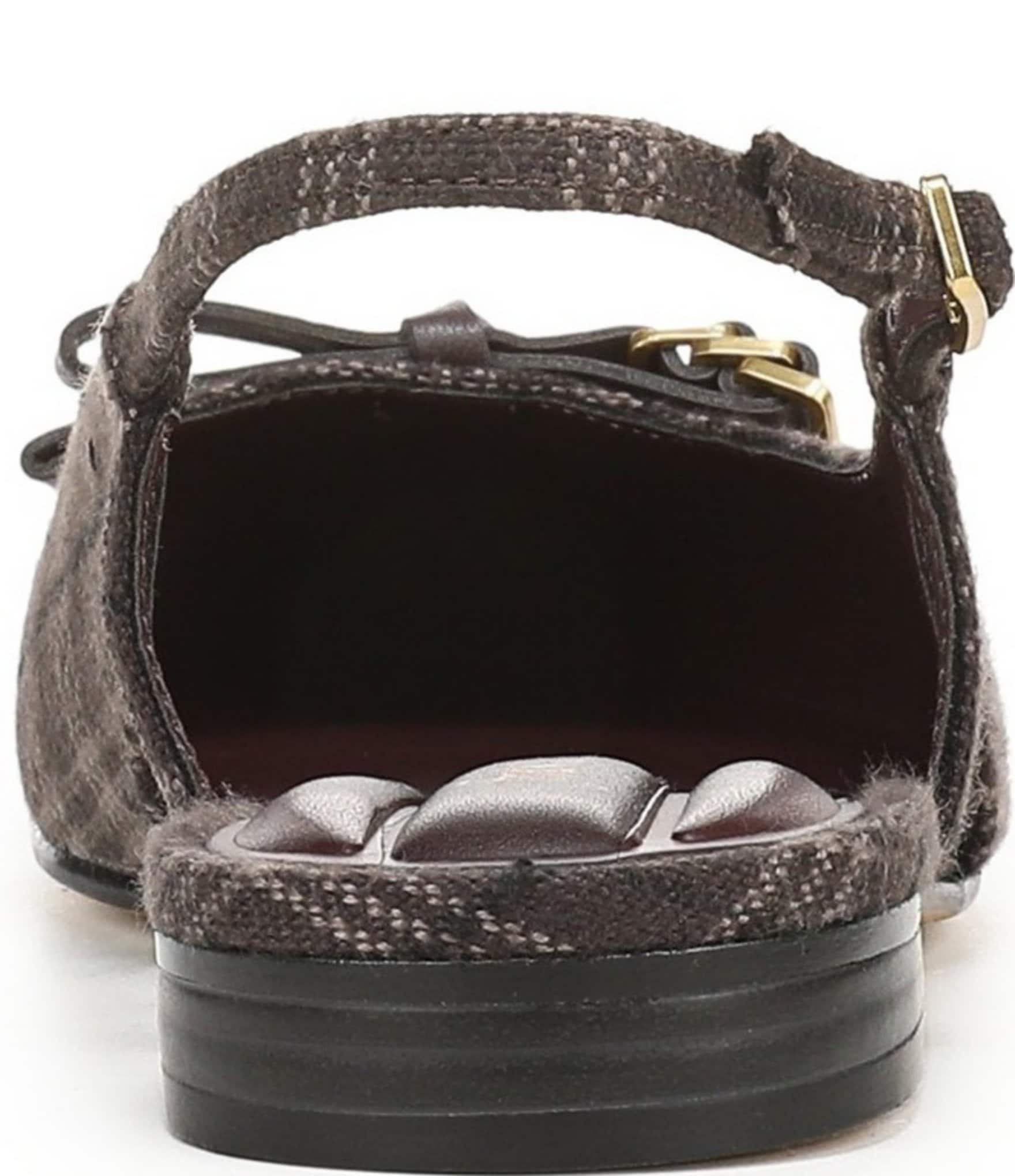 Franco Sarto Ethyl Plaid Leather Cap Toe Slingback Flats