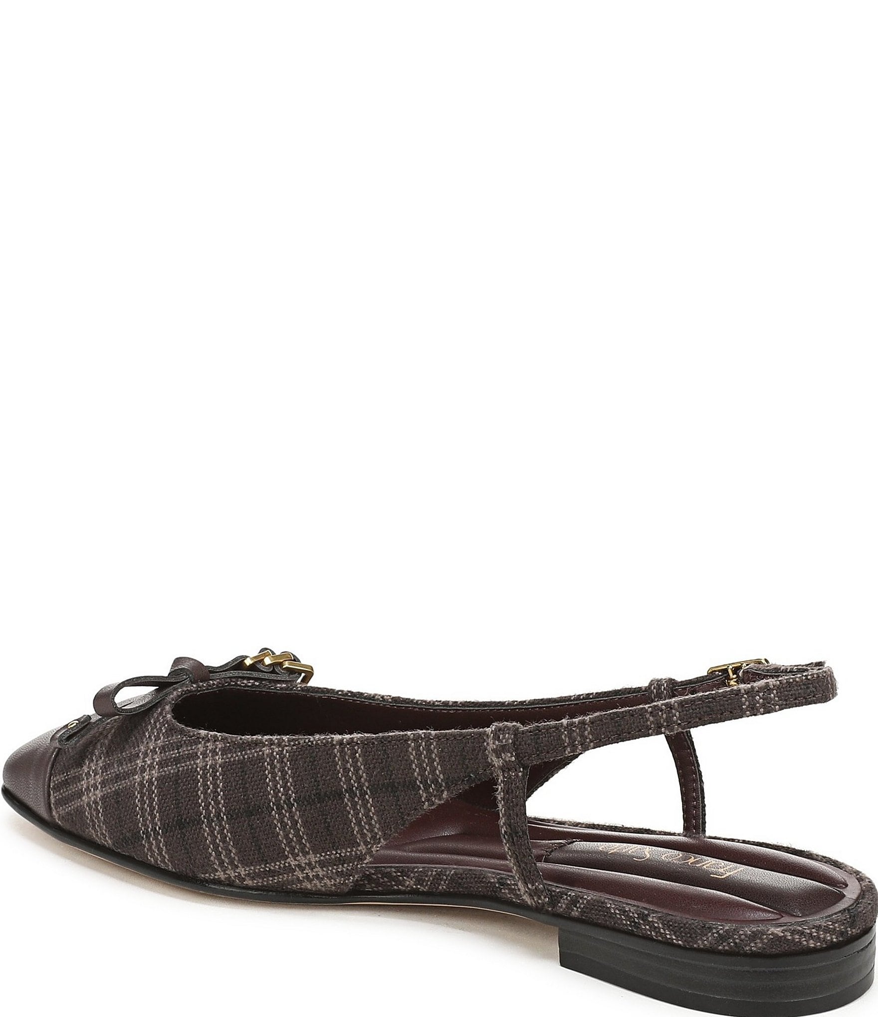 Franco Sarto Ethyl Plaid Leather Cap Toe Slingback Flats