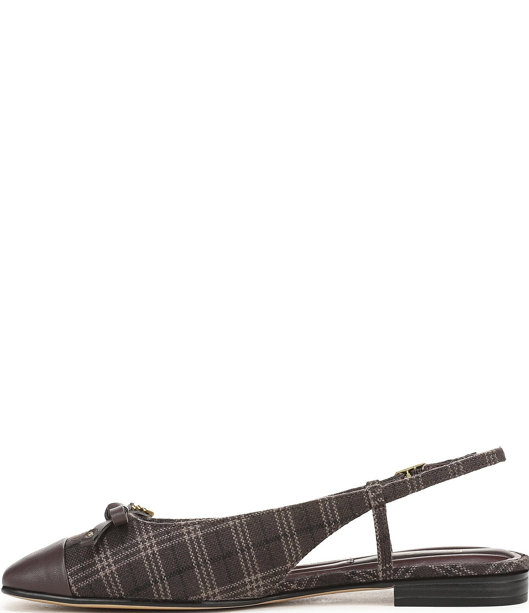 Franco Sarto Ethyl Plaid Leather Cap Toe Slingback Flats