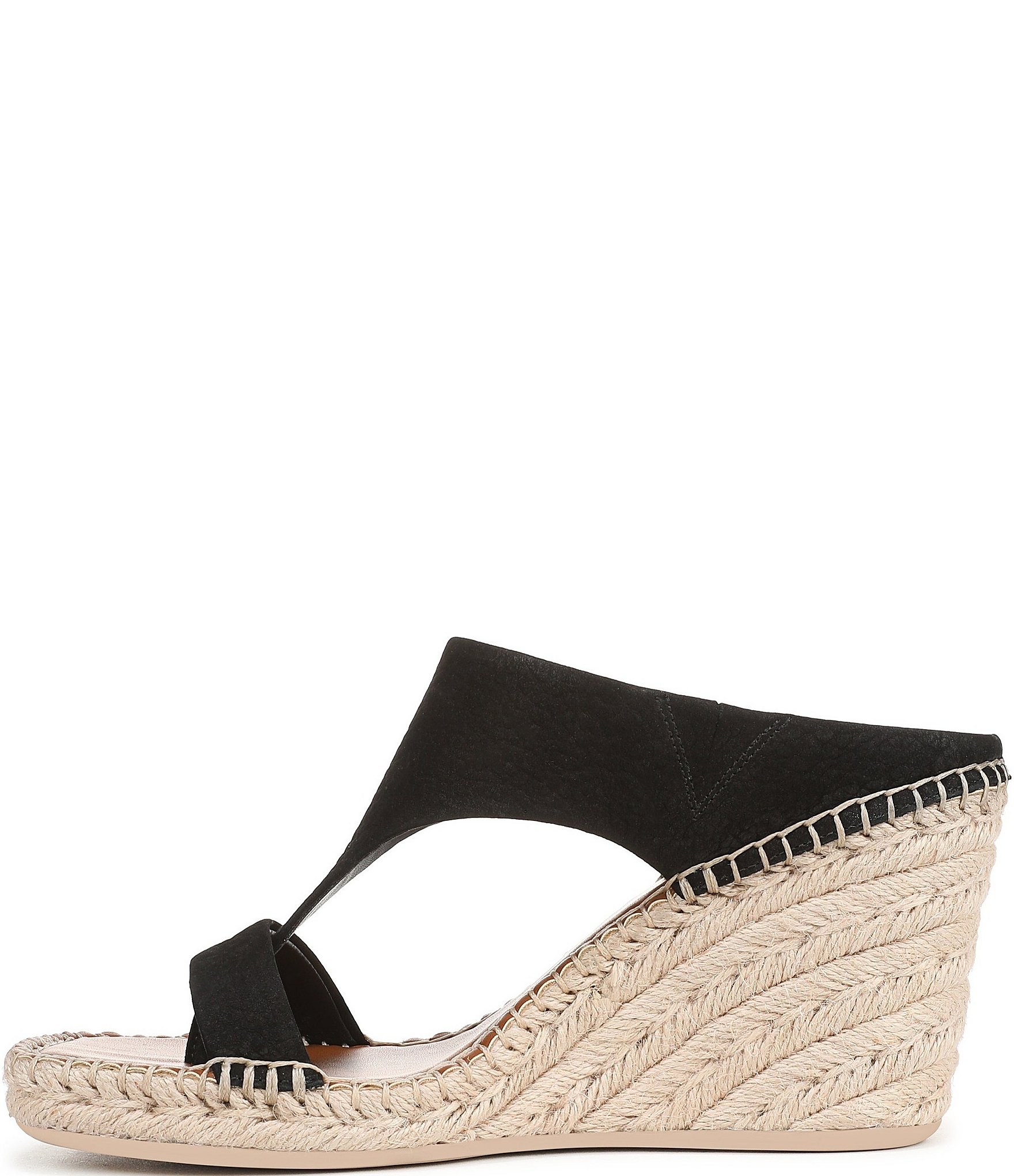 Franco Sarto Farren Leather Square Toe Platform Espadrille Wedge Sandals